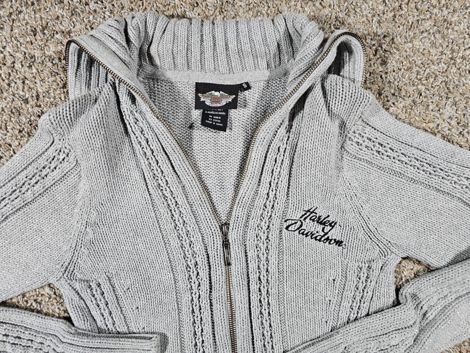 Designer Harley Davidson Zip Up Shawl Neck Sweater Biker Casual SM Size S / US 4 / IT 40 - 4 Thumbnail