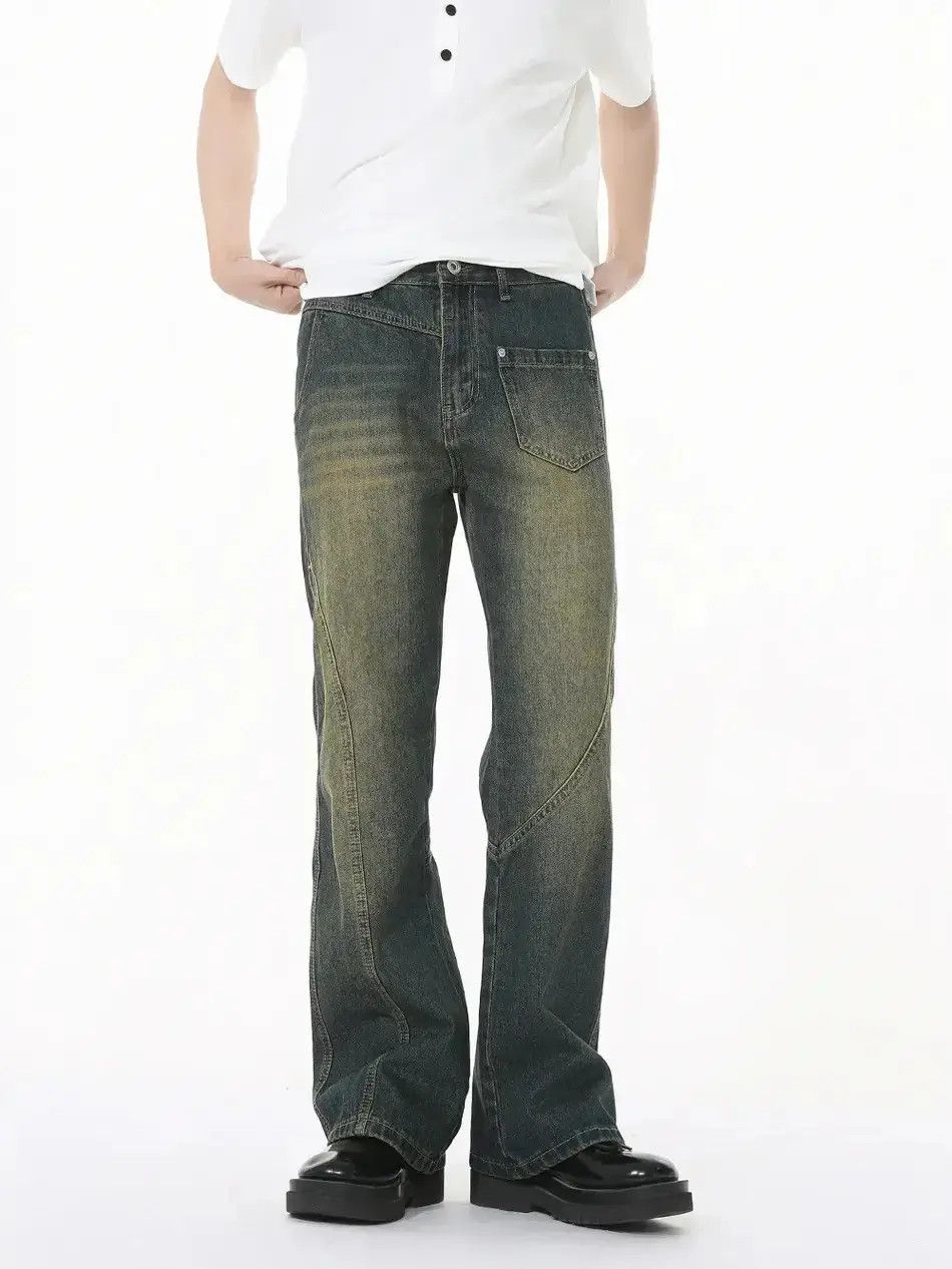 Japanese Brand Retro loose fitting patchwork micro flared jeans Size US 32 / EU 48 - 3 Thumbnail