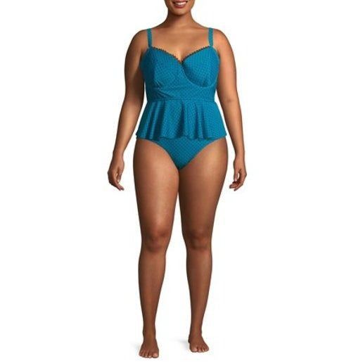 Other Womens Blue Polka Dot Peplum Tankini Top With Molded Cups & Size 3XL / US 20-22 - 1 Thumbnail