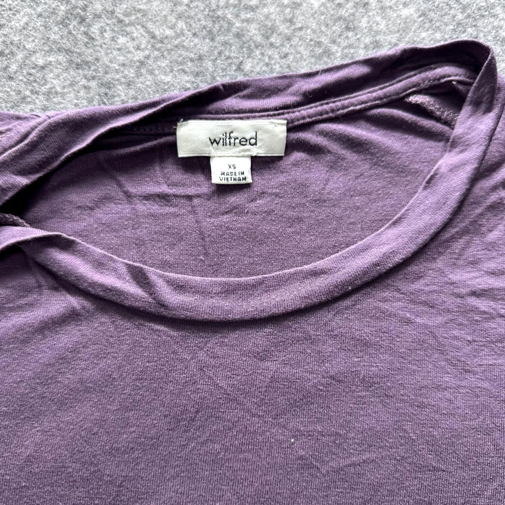 Vintage Wilfred Shirt Womens XS Purple Crewneck Short Sleeve High-Low Hem Tunic Top Longline Soft Jersey Casual Size XS / US 0-2 / IT 36-38 - 2 Thumbnail