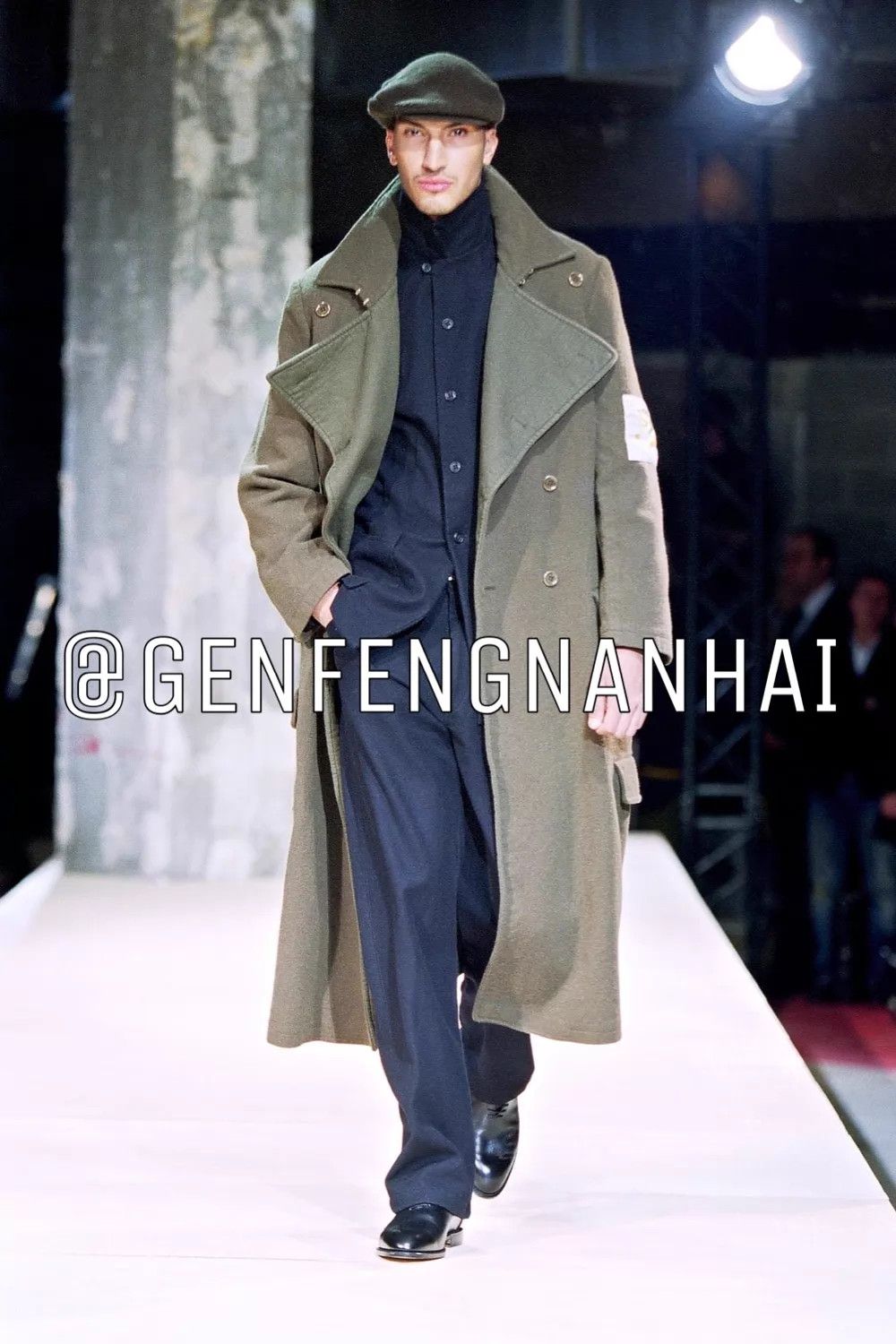 Yohji Yamamoto Yohji Yamamoto 03AW Army Green Leather Wool Beret Size ONE SIZE - 6 Thumbnail