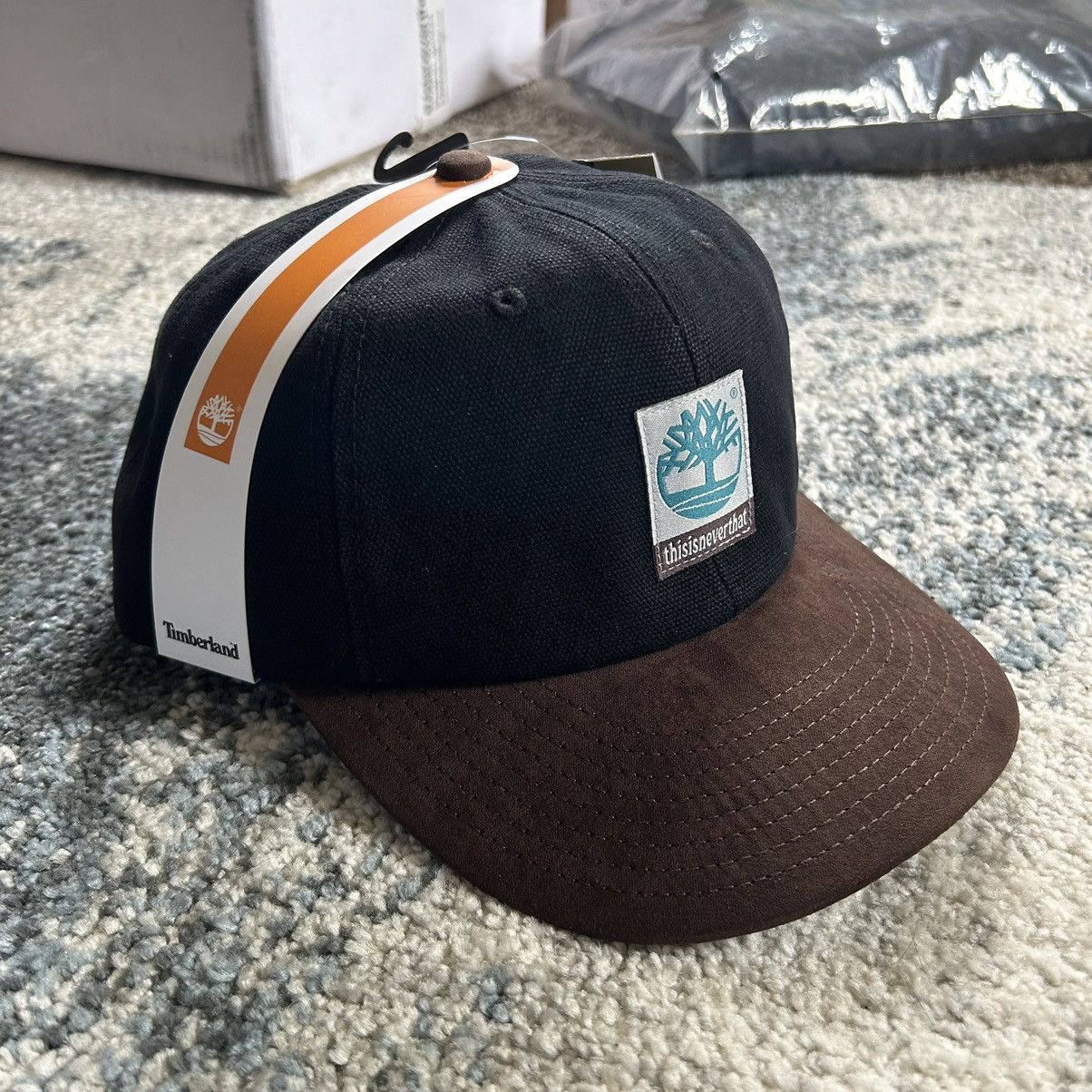 Timberland × thisisneverthat TNT TiMBERLAND WASHED 2-TONE CAP BLACK CANVAS BROWN SUEDE Size ONE SIZE - 10 Thumbnail