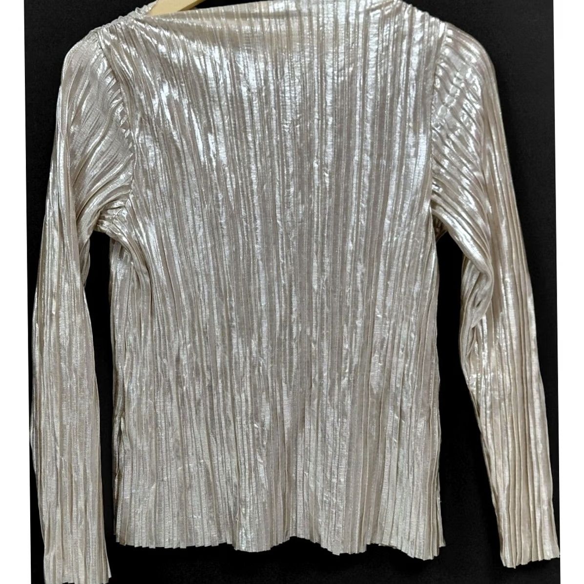 H&M H&M Metallic Long Sleeve Top Silver Solid Knit Women XS Crew Neck Pullover Blouse Size XS / US 0-2 / IT 36-38 - 2 Thumbnail
