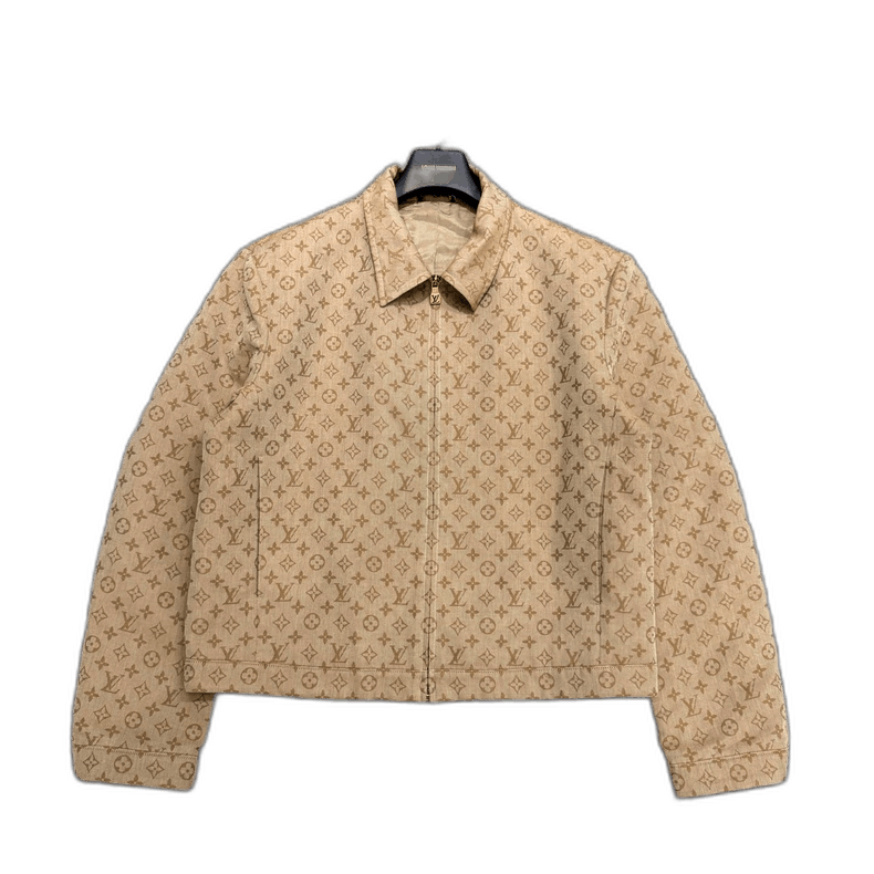 louis vuitton khaki patterned zip jacket-2507