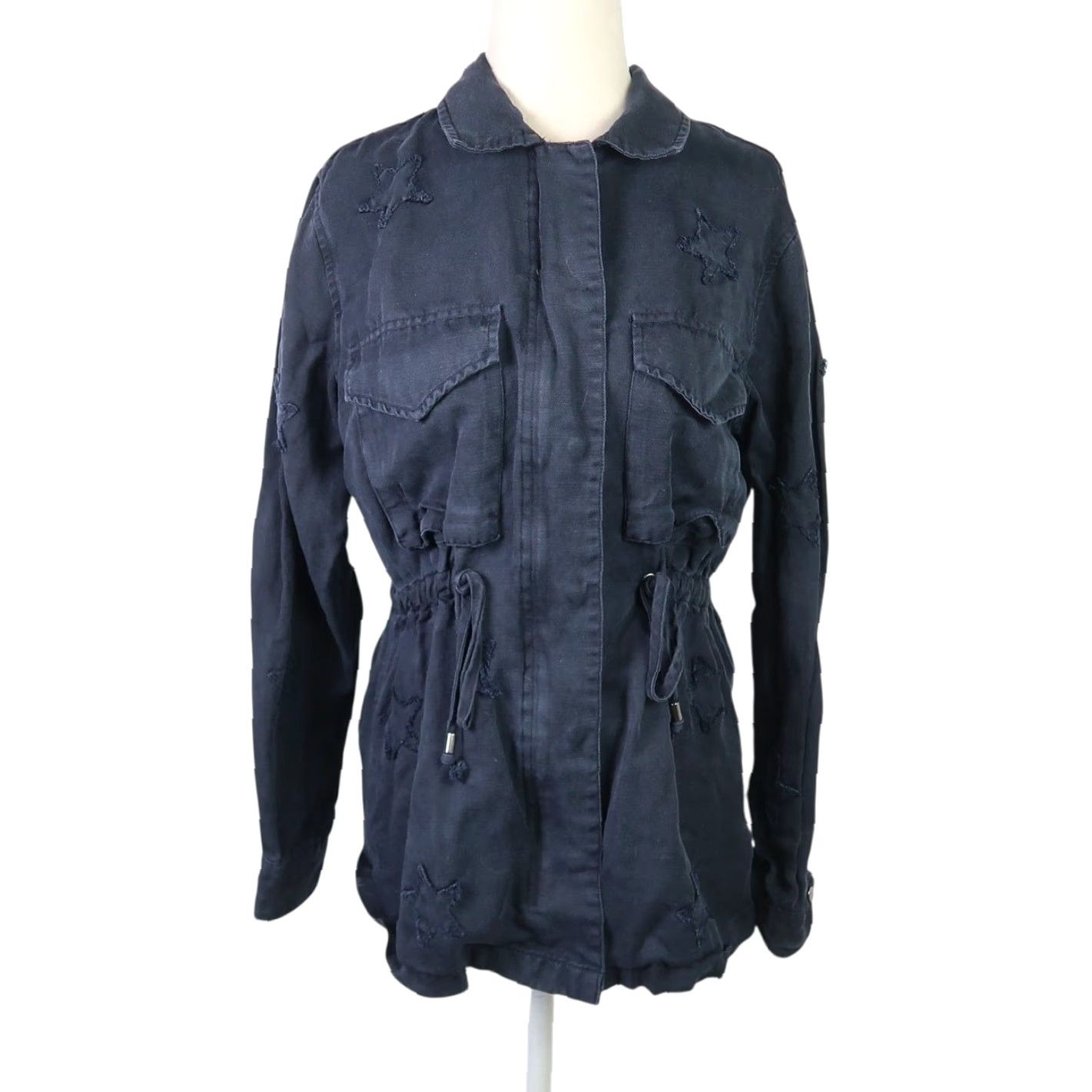 Rails Rails Lancaster Indigo Stars Navy Zip Front Utility Jacket S Women Linen Lyocell Long Sleeve Git Patriot Fall Spring Size S / US 4 / IT 40 - 2 Thumbnail