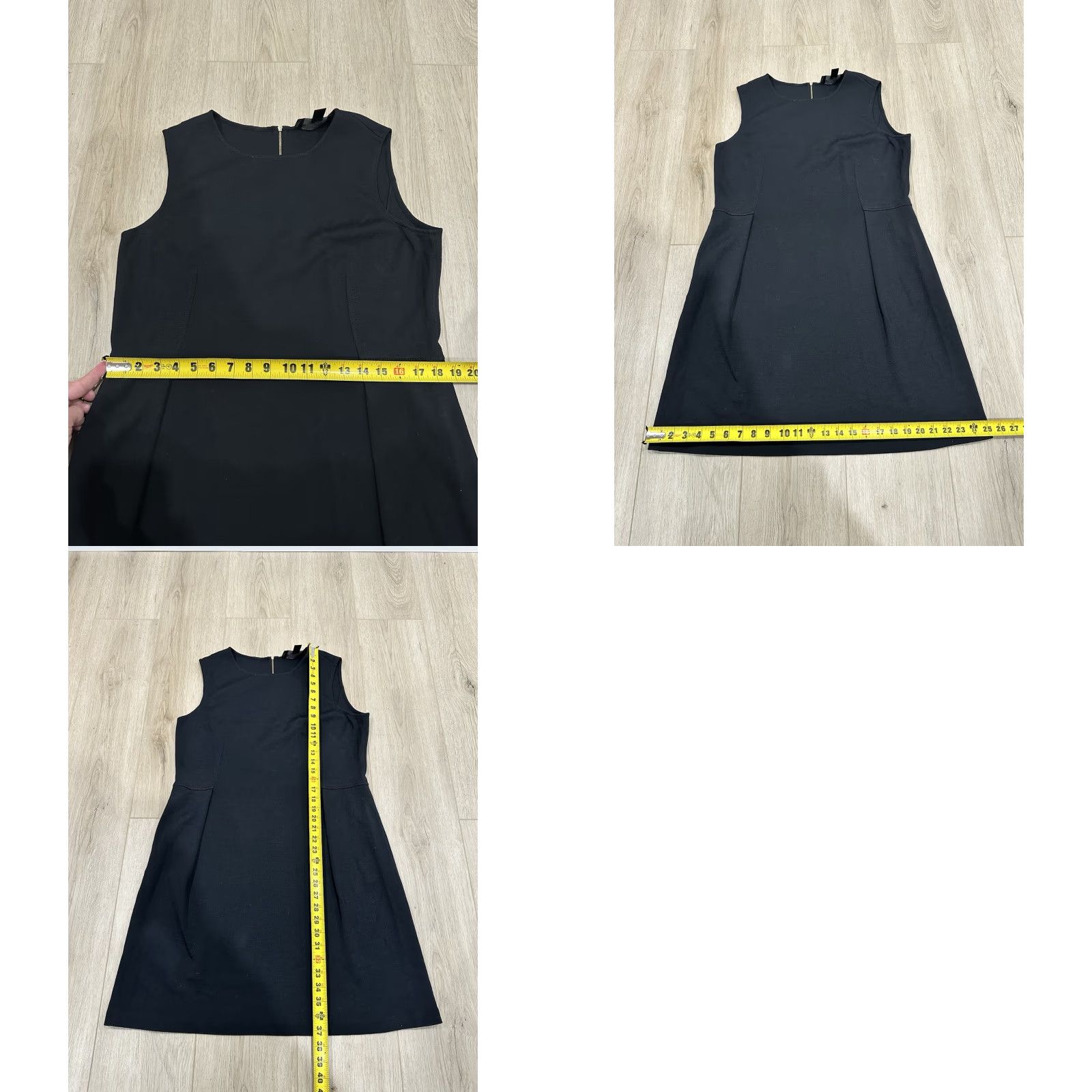 St. John ST. JOHN CAVIAR Exposed Back Zipper Sleeveless Black Midi Shift Dress Pockets 12 Size XL / US 12-14 / IT 48-50 - 8 Thumbnail