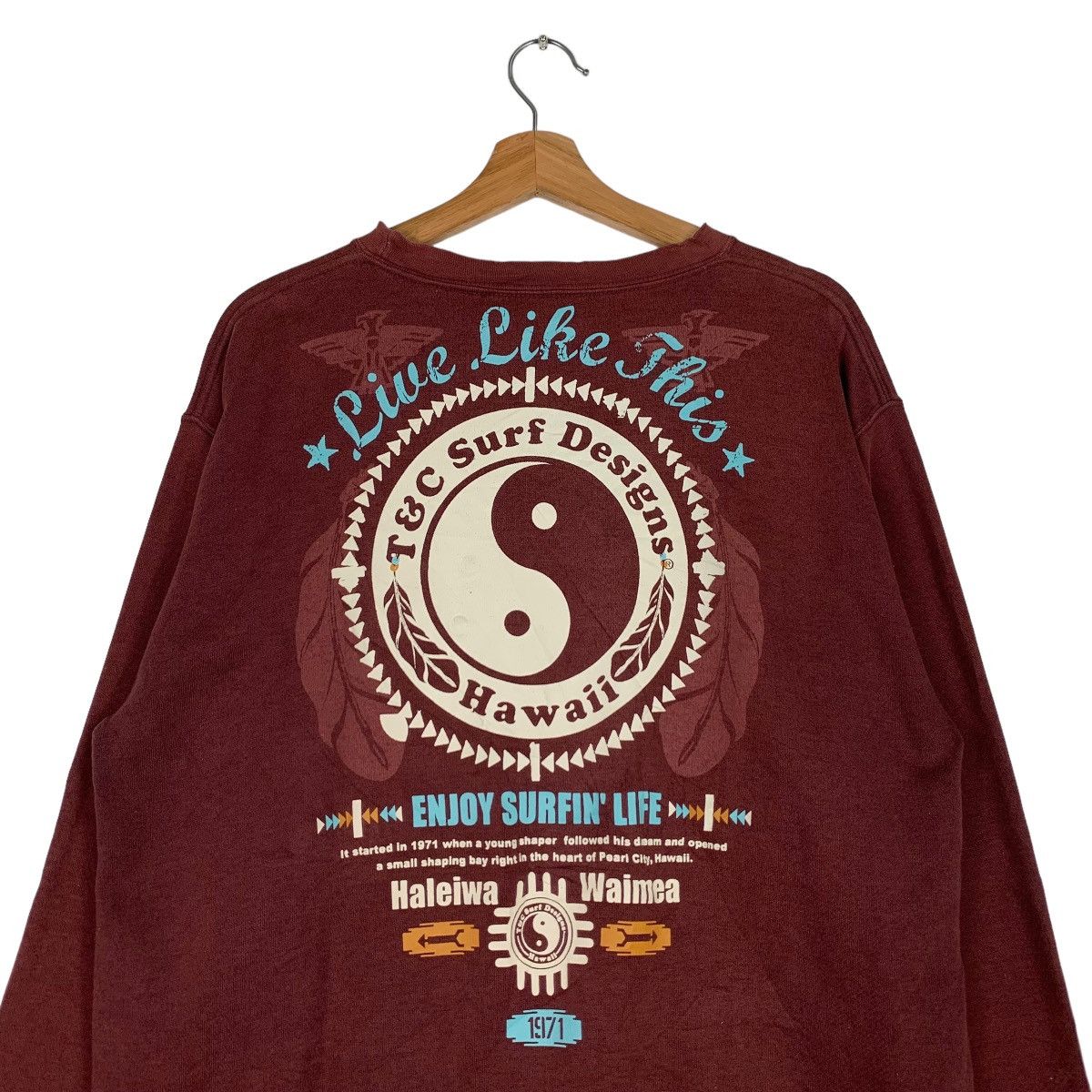 Japanese Brand T&C SURF DESIGNS Hawaii Big Logo Sweatshirts #0569-C26 Size US L / EU 52-54 / 3 - 2 Thumbnail