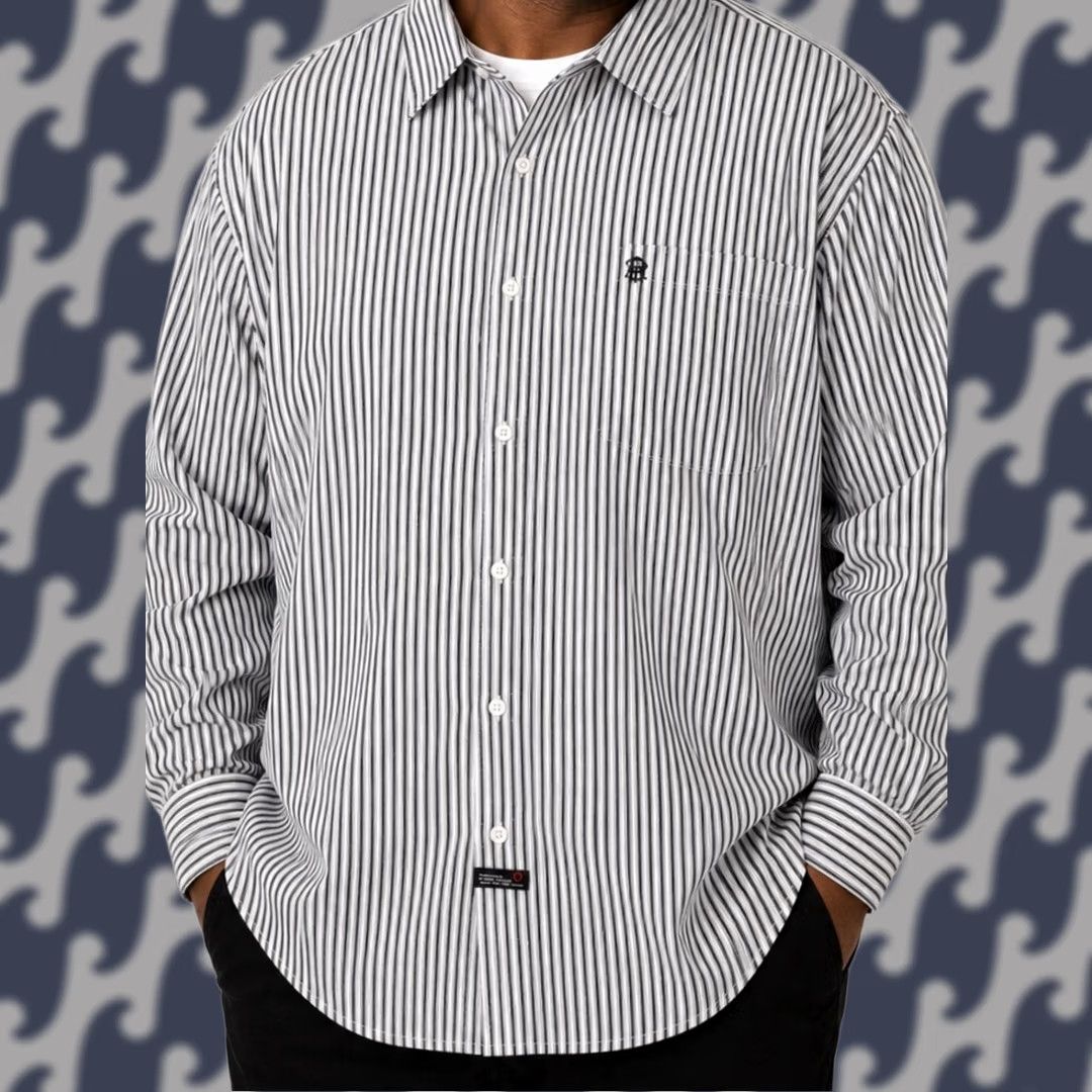 Southpole VINTAGE Southpole Button-Up Shirt 4XL White Black Striped Long Sleeve 100% Cotton Size US XXL / EU 58 / 5 - 1 Thumbnail