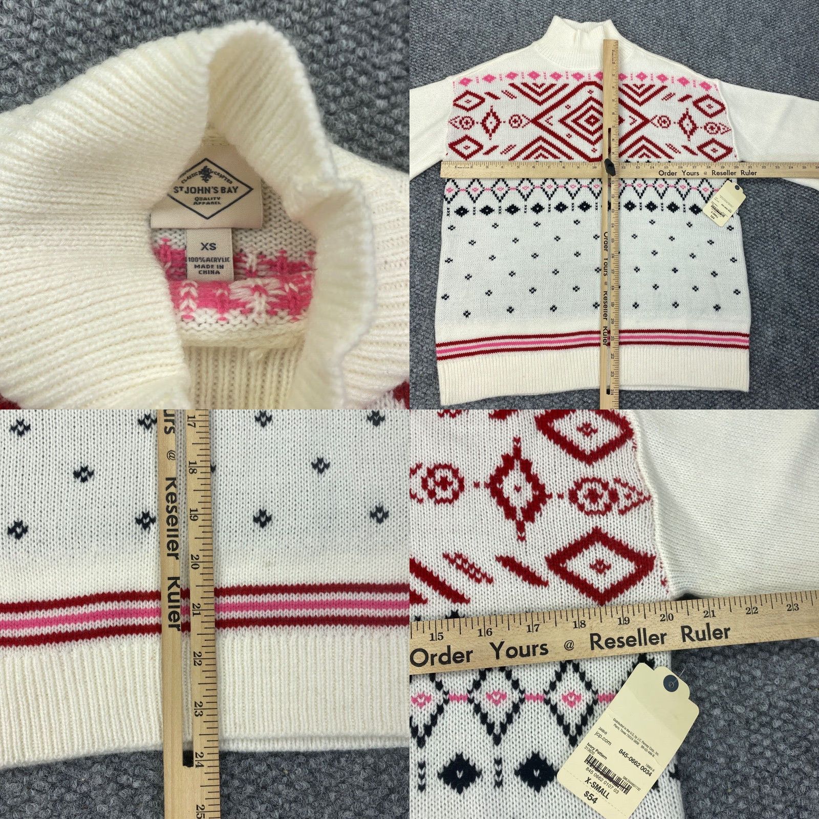 Vintage St Johns Bay Womens Sweater XS Ivory Snowflake Christmas Holiday Balloon Sleeve Pullover Size XS / US 0-2 / IT 36-38 - 8 Thumbnail