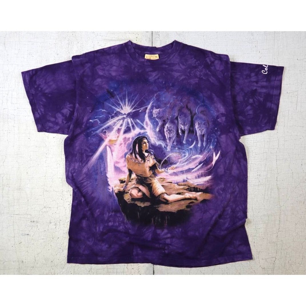 The Mountain VTG 2001 The Mountain Wolf Native Graphic Tie Dye T-Shirt Size US XL / EU 56 / 4 - 1 Thumbnail
