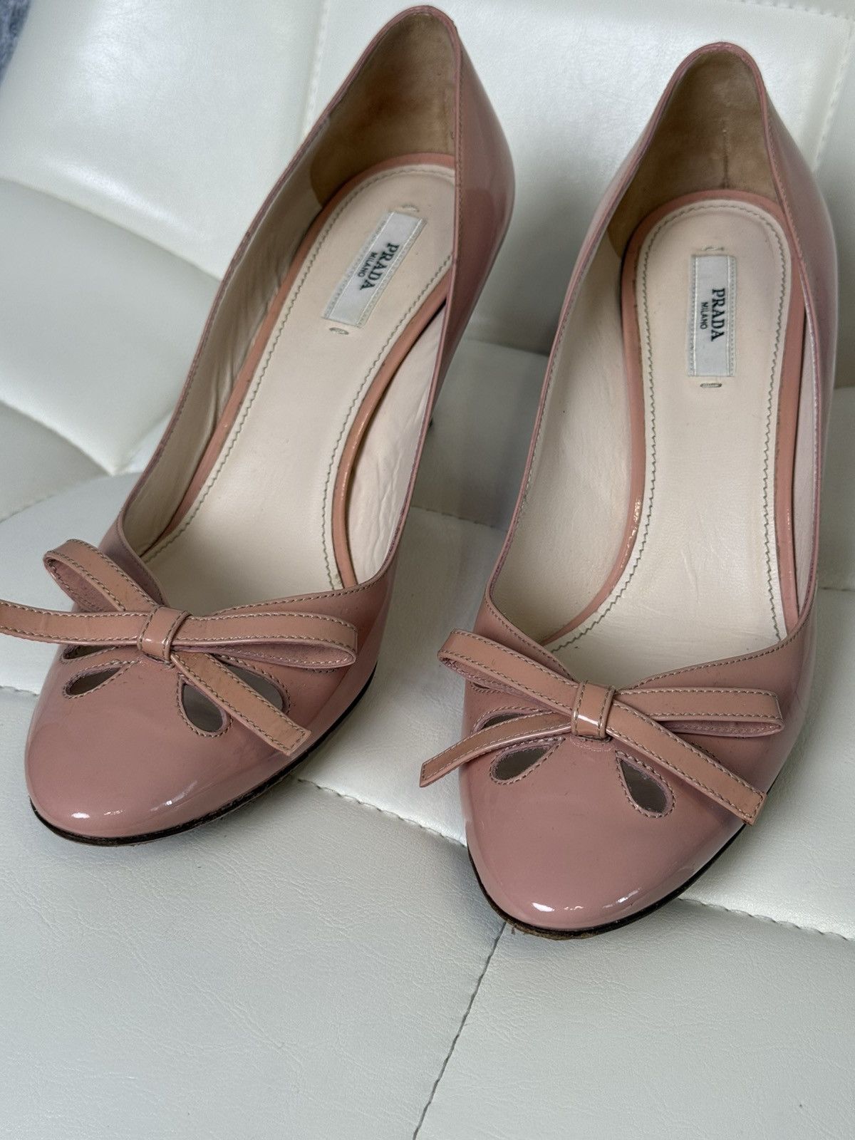 Prada Prada Dusty Pink Patent Leather Bow Pumps Heels Shoes Size US 9 / IT 39 - 17 Thumbnail