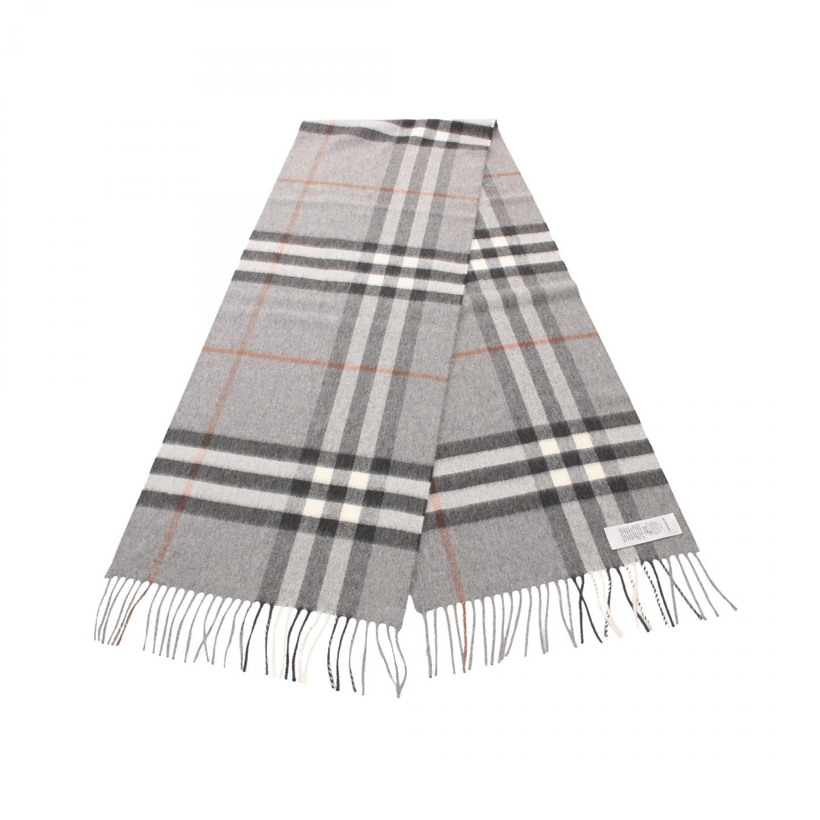 Burberry Burberry Classic Check Scarf Cashmere Gray Size ONE SIZE - 1 Thumbnail