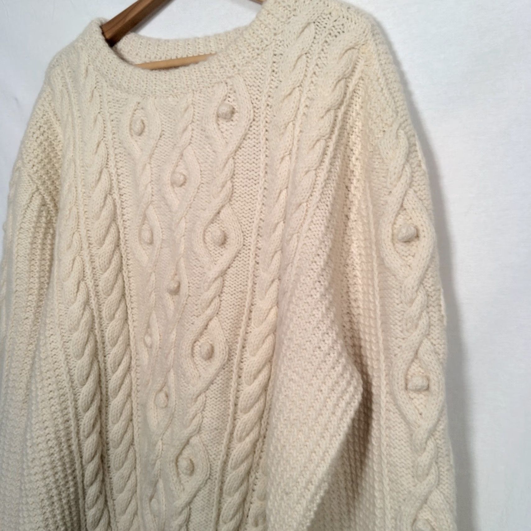 Vintage VINTAGE Handknit Fisherman Sweater XL Ivory Cable Knit Pullover Men Size US XL / EU 56 / 4 - 7 Thumbnail