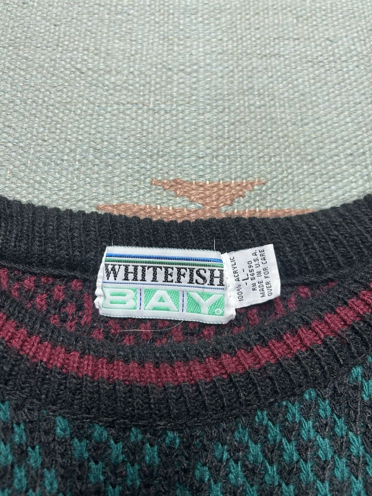 Vintage Vtg 90s acrylic knit sweater geometric diamonds USA large Size US L / EU 52-54 / 3 - 3 Thumbnail