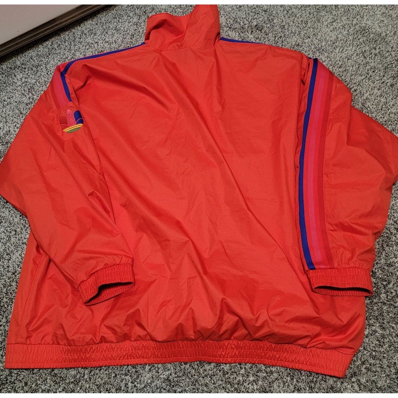 Adidas Adidas Originals Track Jacket 3D Trefoil 3-Stripes Active Red 2XL Mens Regular Front Zip Full Zip Mid-Length Stand-Up Collar Size US XXL / EU 58 / 5 - 2 Thumbnail