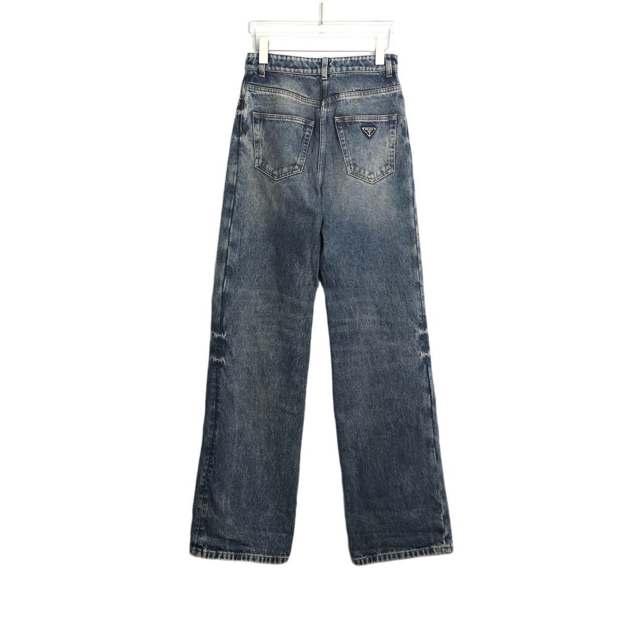 Prada Prada Triangle Logo Mid-rise Slim Flared Denim Pants K26WX Size US 27 - 2 Thumbnail