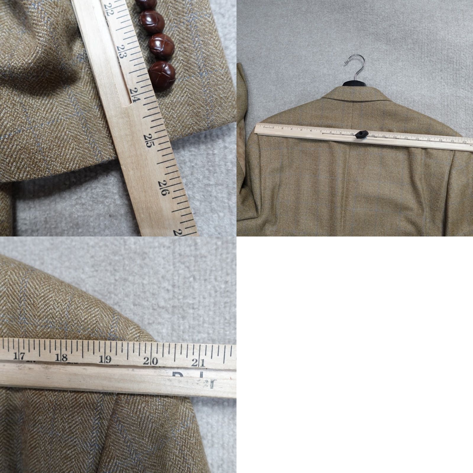 Ralph Lauren Lauren Ralph Lauren Sport Coat Jacket Beige Windowpane Herringbone 44R Wool Notch Two-Button Regular Men Size US S / EU 44-46 / 1 - 8 Thumbnail