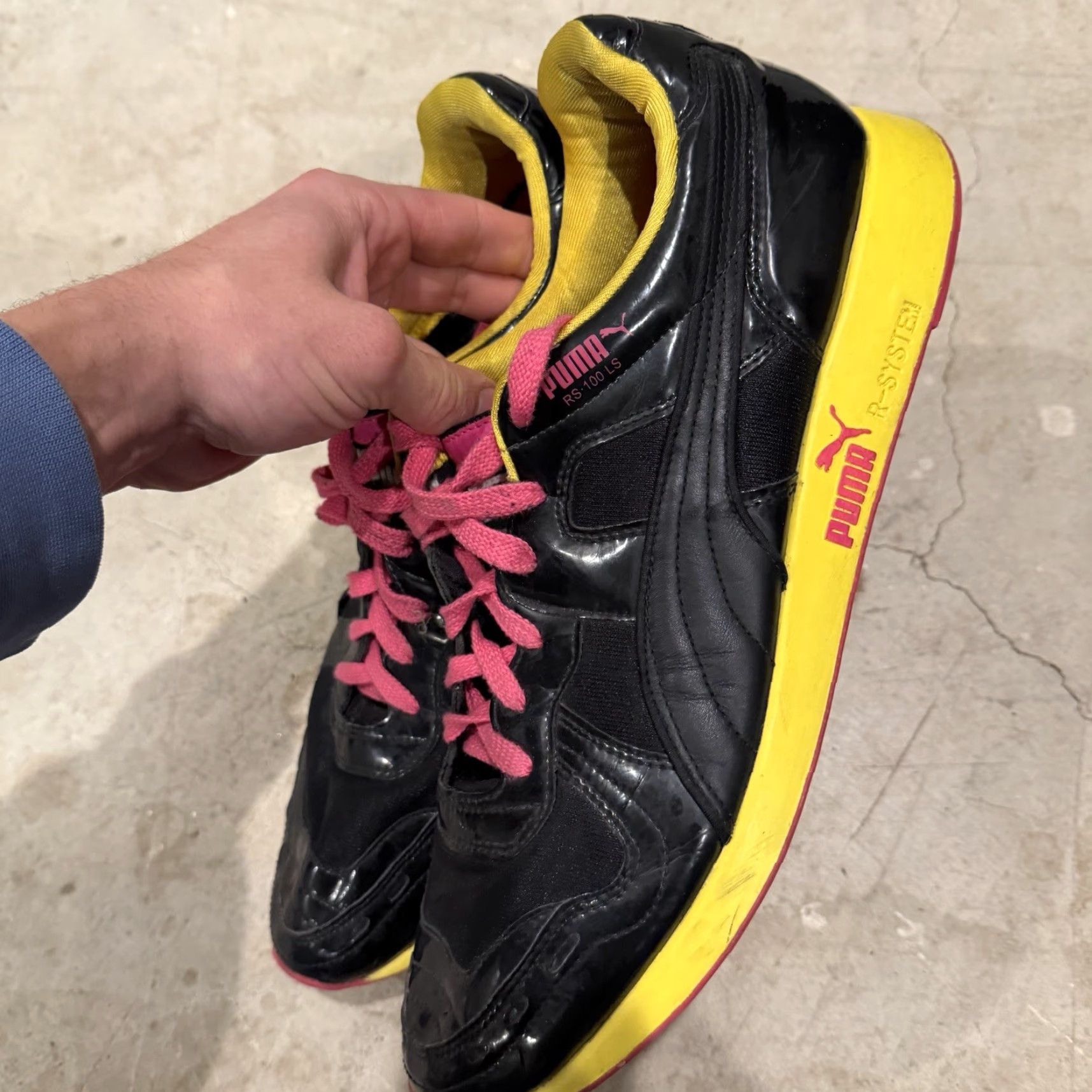 Puma PUMA R-System Sneaker Black Pink Yellow Mens Size 13 345569-02 Size US 12 / EU 45 - 6 Thumbnail