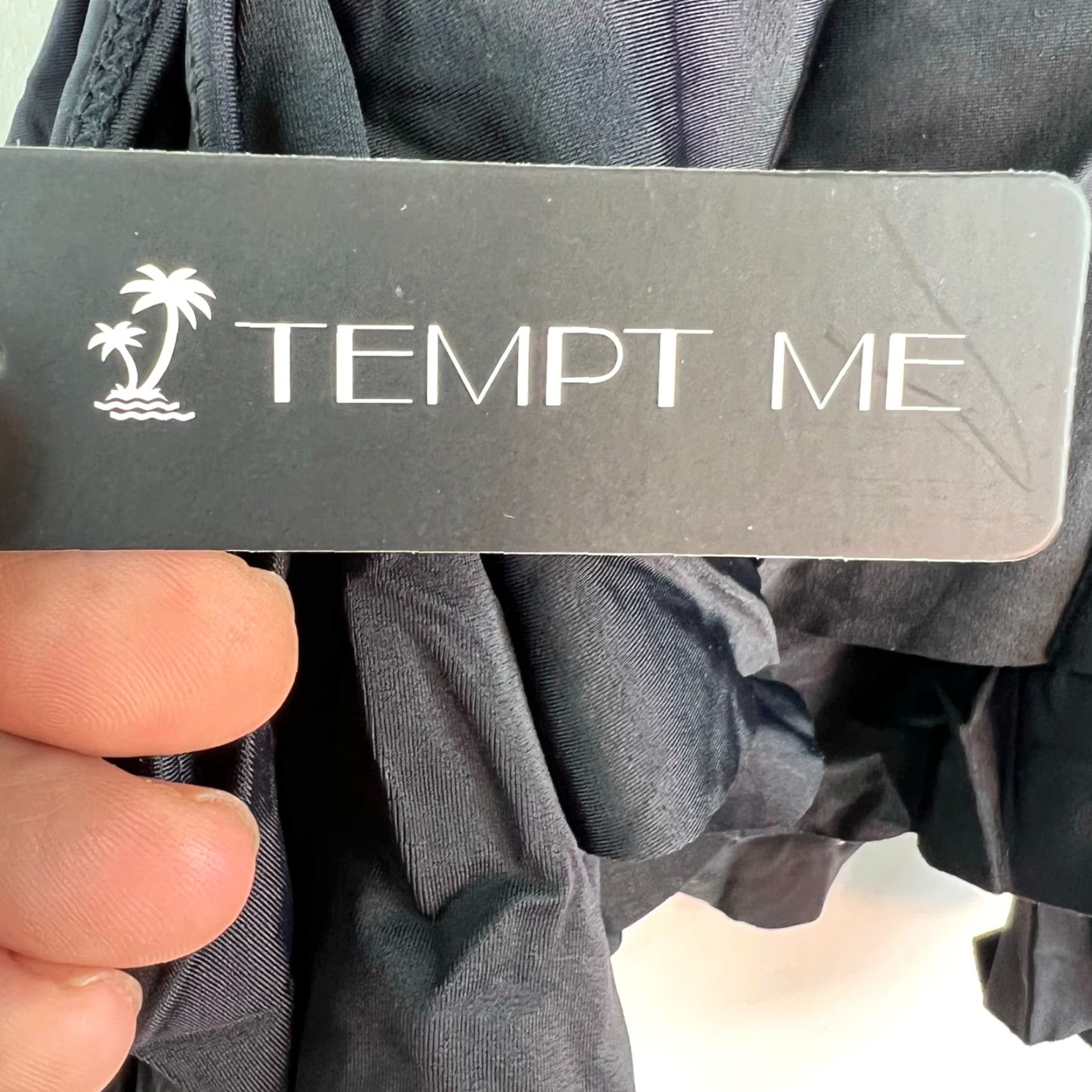 Vintage Tempt Me Tankini Set Womens Size L Black Gray Ruffled Swim Top & Shorts Size L / US 10 / IT 46 - 4 Thumbnail