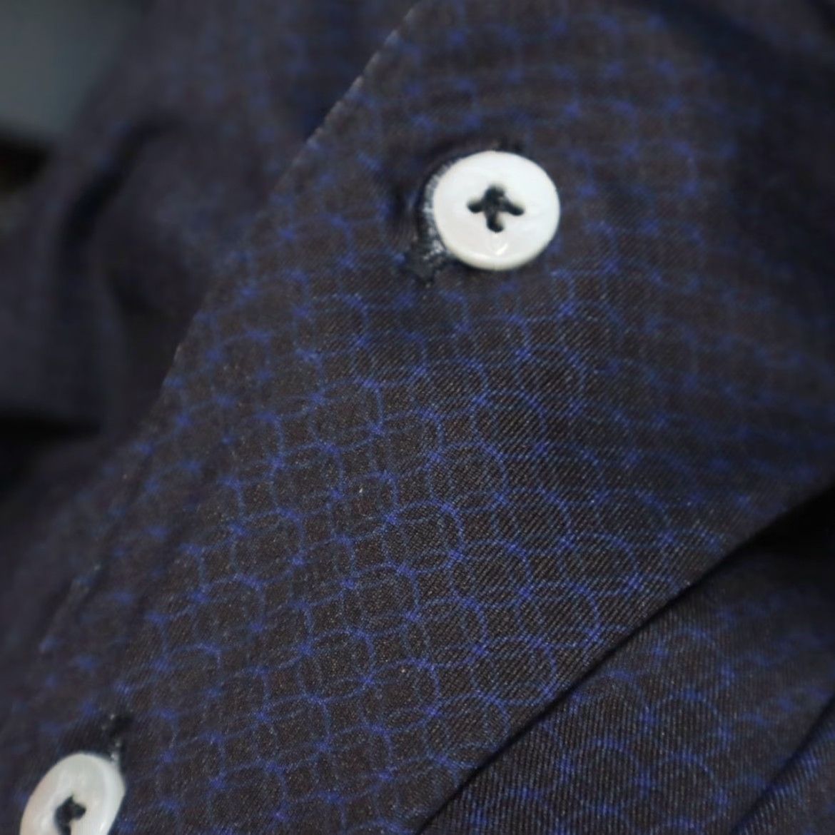 Vintage Turtleson Stretch Geometric Long Sleeve Polo Shirt Navy Men's XL Size US XL / EU 56 / 4 - 6 Thumbnail