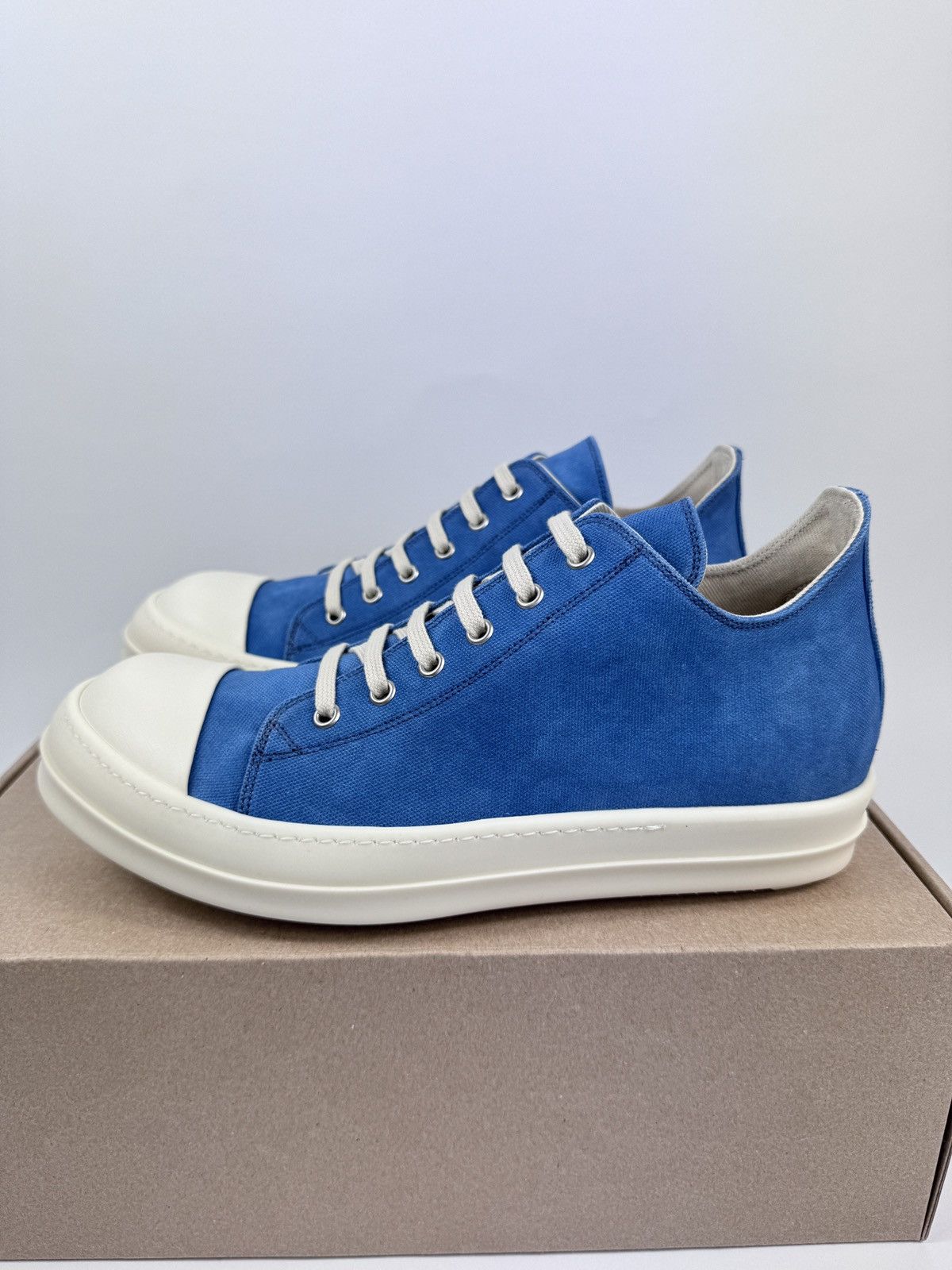 Rick Owens Drkshdw TOOTHPASTE BLUE CANVAS SNEAKERS Size US 10 / EU 43 - 3 Thumbnail
