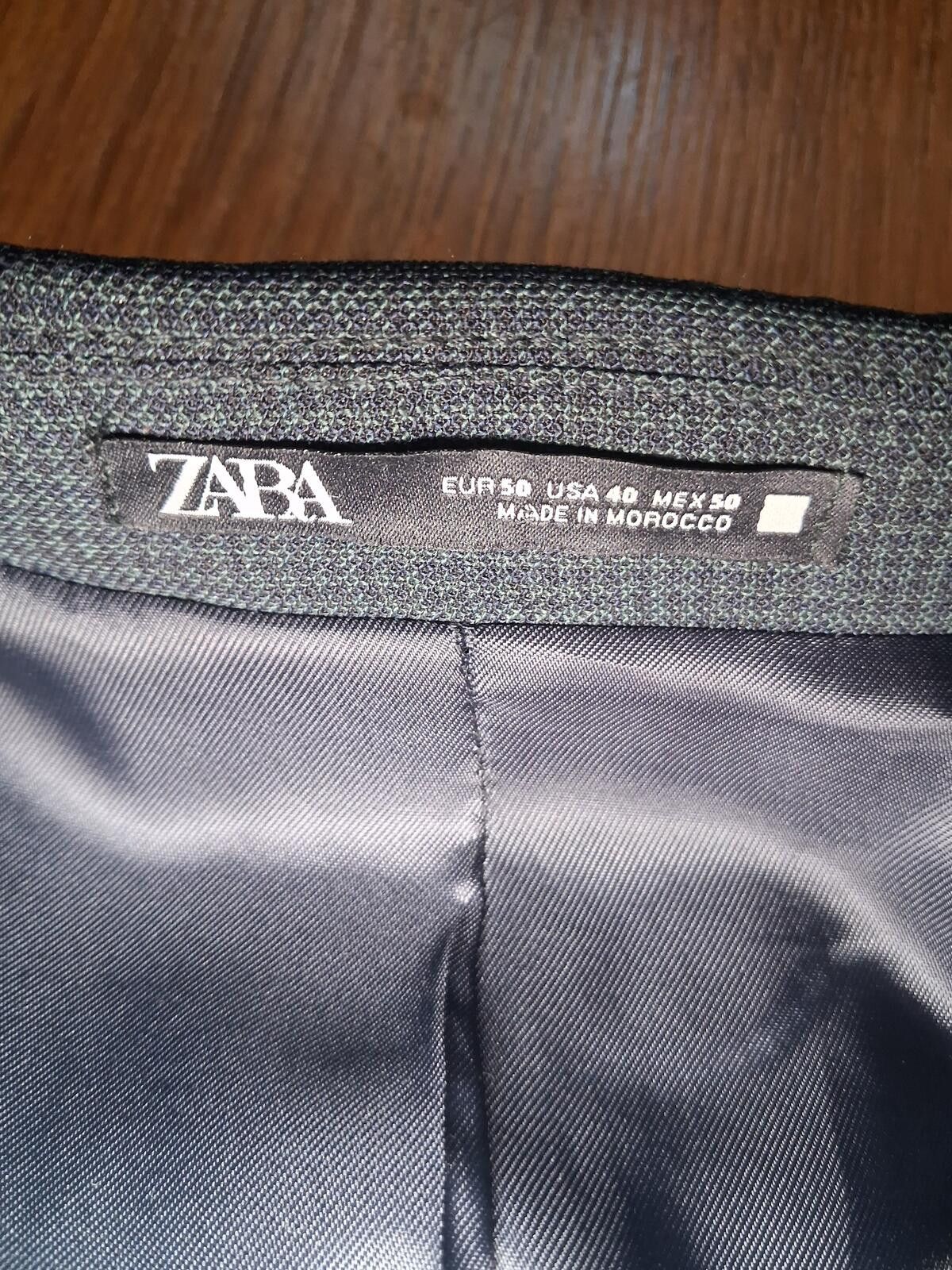 Zara NEW Zara Man Sport Coat Mens 40R Green Houndstooth Check Size 40R - 3 Thumbnail