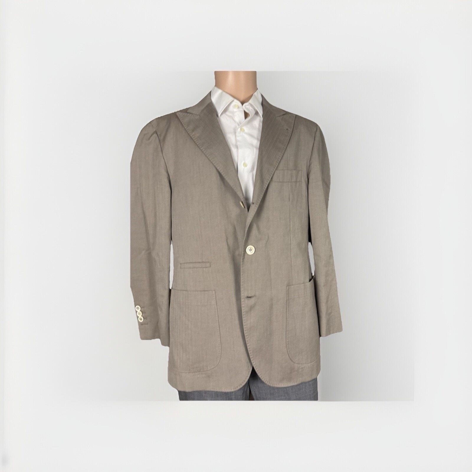 Brunello Cucinelli BRUNELLO CUCINELLI 52/42US Herringbone Peak Lapel SportCoat Size 42R - 1 Thumbnail