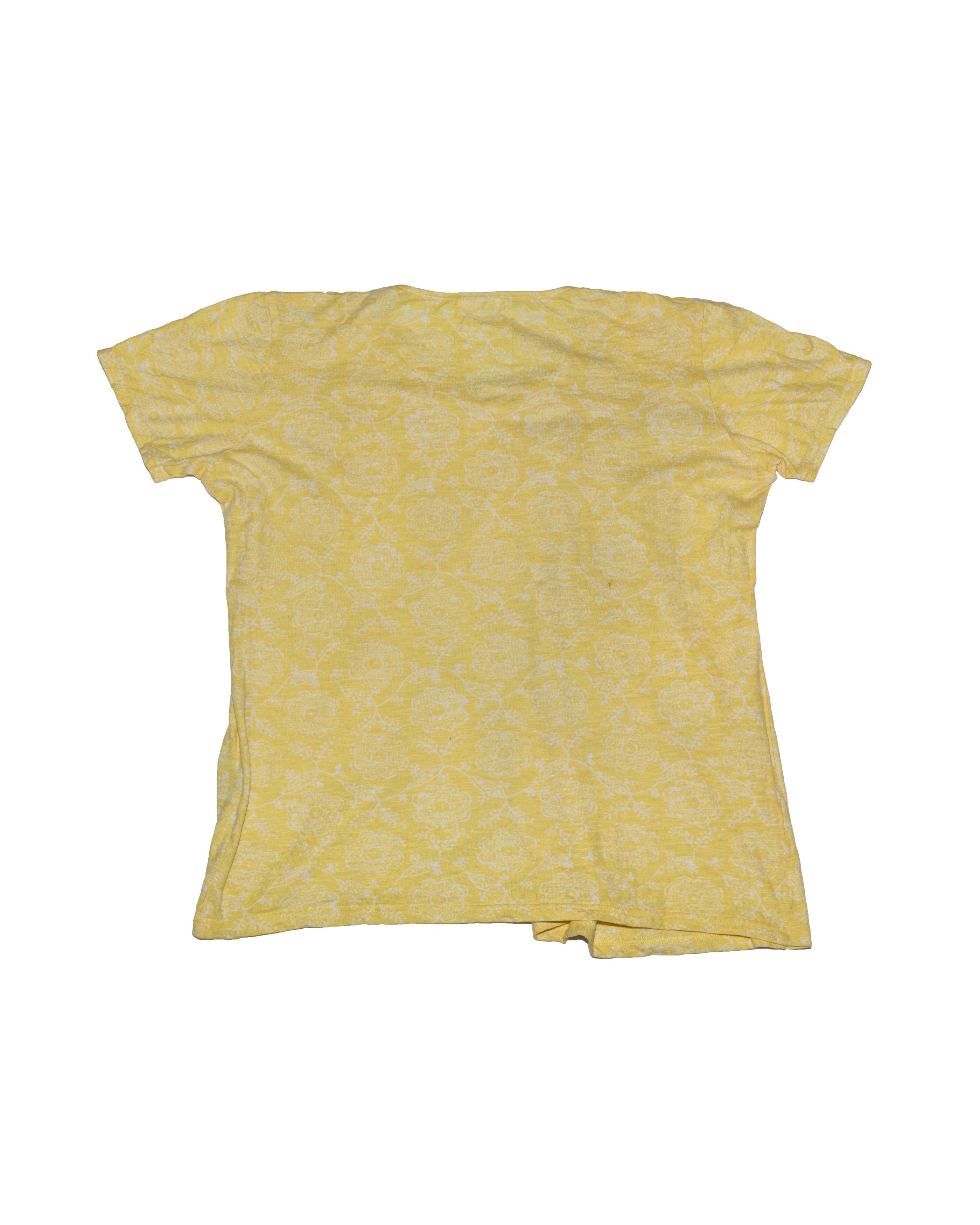 Issey Miyake Yellow Floral Gathered S/S Top Size M / US 6-8 / IT 42-44 - 2 Thumbnail