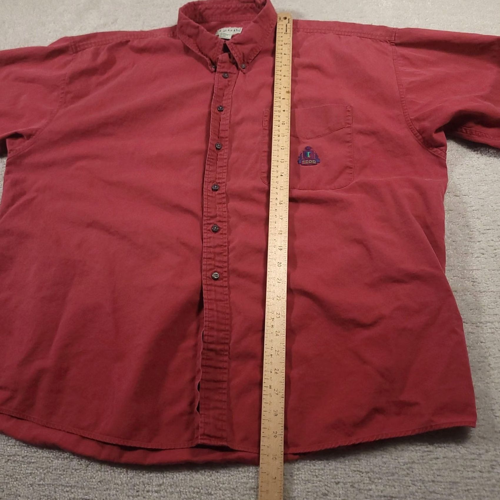 Izod VINTAGE Izod Shirt Mens 2X Red Short Sleeve Button Down Crest Logo Pocket Cotton Casual Size US XXL / EU 58 / 5 - 4 Thumbnail