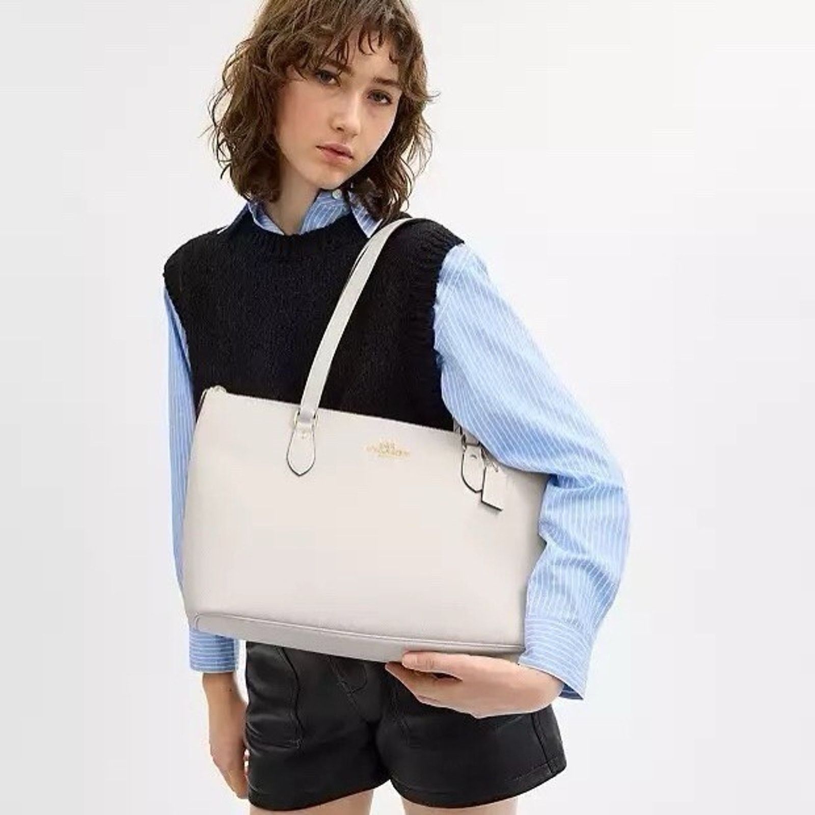 Coach NWT Coach Gallery Tote Bag Signature Canvas CV402 Gold/Chalk Size ONE SIZE - 8 Thumbnail