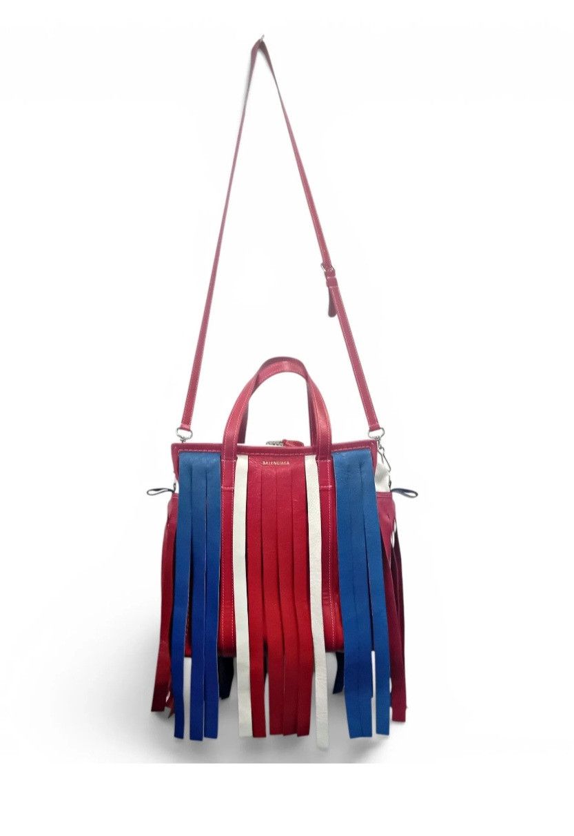 Balenciaga Balenciaga Bazar Bag SS2017 Red/White/Blue Fringe Demna Era Size ONE SIZE - 1 Thumbnail