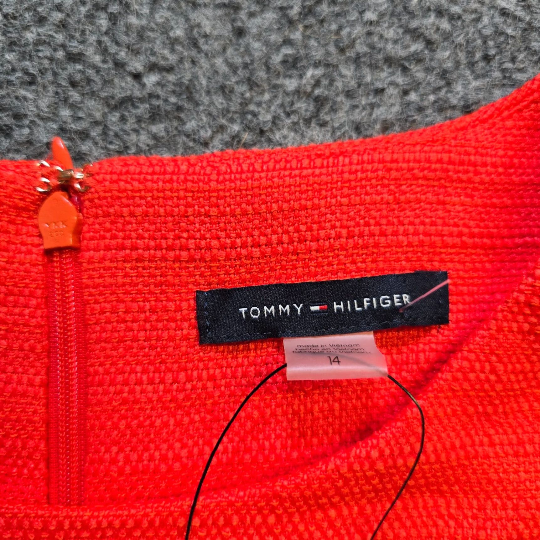 Tommy Hilfiger Tommy Hilfiger Dress Womens 14 Orange Tweed Fitted Short Sleeve Pockets Classic Sheath Knee Length Casual Size 36" / US 14 / IT 50 - 5 Thumbnail