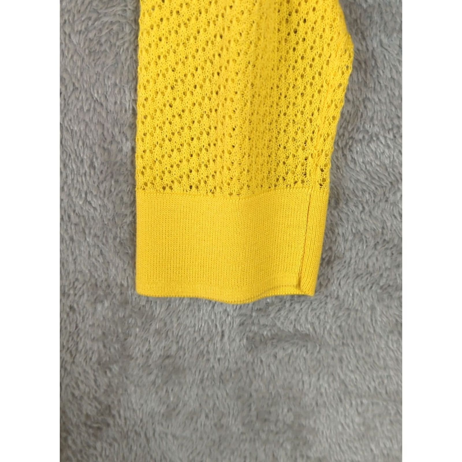 Talbots Talbots Cardigan Sweater L Petite Yellow Open-Knit 3/4 Sleeve Button Cotton Lightwight Lightweight Spring Summer Women Mens? Size L / US 10 / IT 46 - 5 Thumbnail