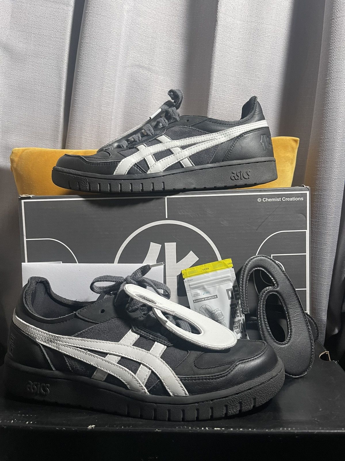 image of Chemist Creation X Asics All Court Alpha-S Shoes in Black, Men's (Size 8)