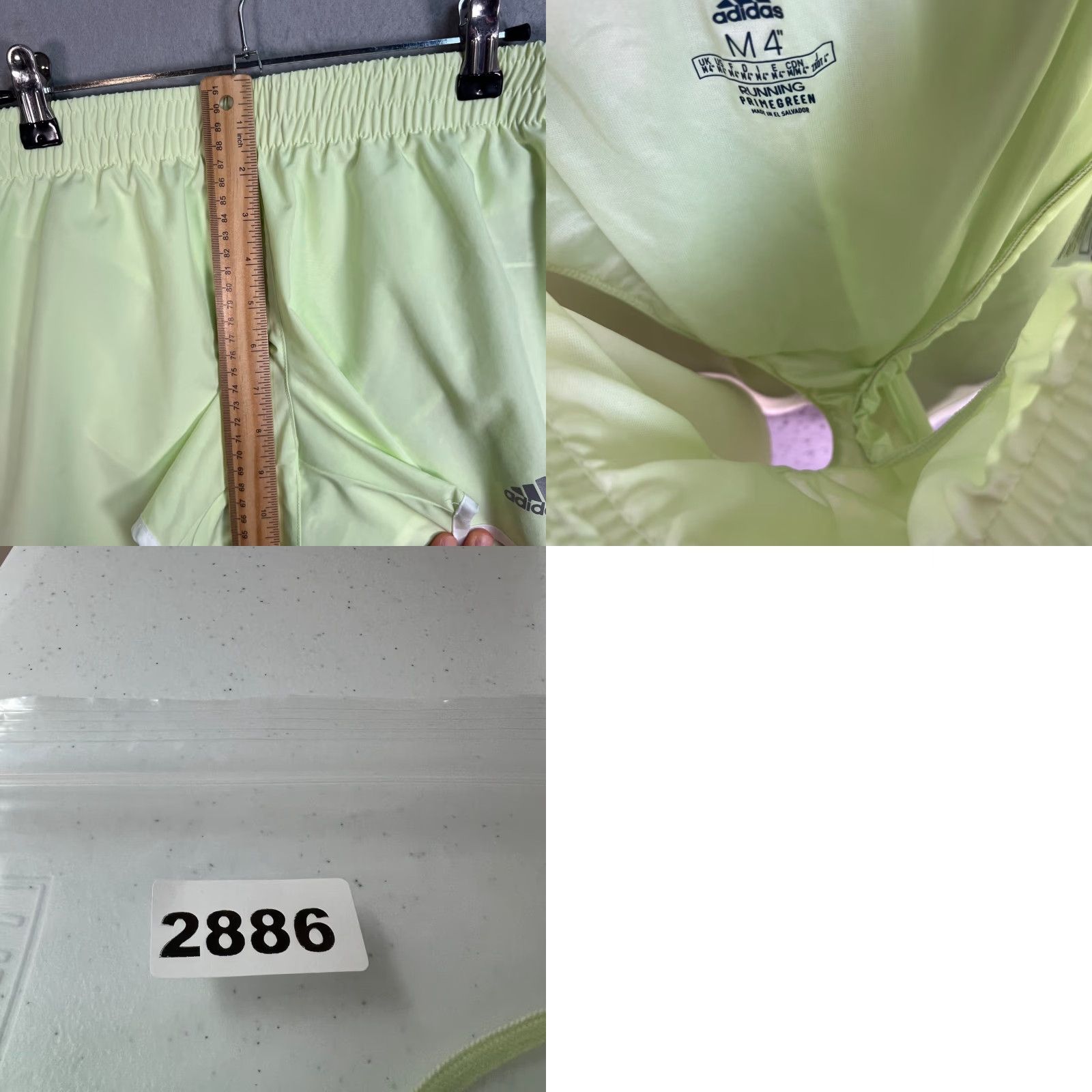 Adidas Adidas Womens Medium Lime Green Running Shorts W/ White Trim - Athletic, Activewear, 30 in Waist, Drawstring, Polyester, Regular, Inseam 4 in, Sports Size 32" / US 10 / IT 46 - 8 Thumbnail