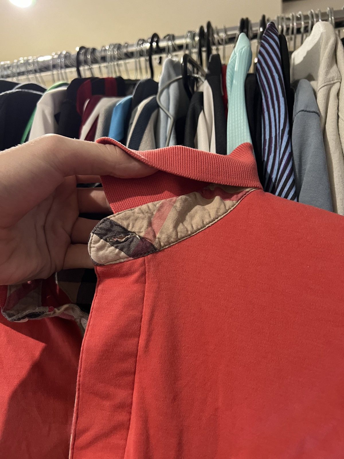 Burberry VINTAGE BURBERRY LONDON NOVA CHECK POLO T SHIRT ORANGE SZ L Size US L / EU 52-54 / 3 - 4 Thumbnail