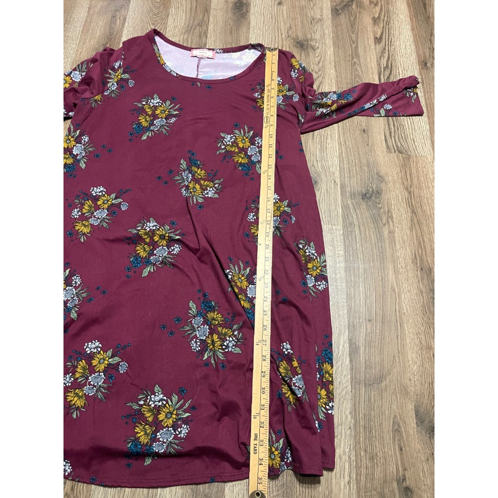Vintage C'est La Vie Dress Women's Plus 2X Purple Floral Long Sleeve Size XXL / US 16-18 / IT 52-54 - 6 Thumbnail