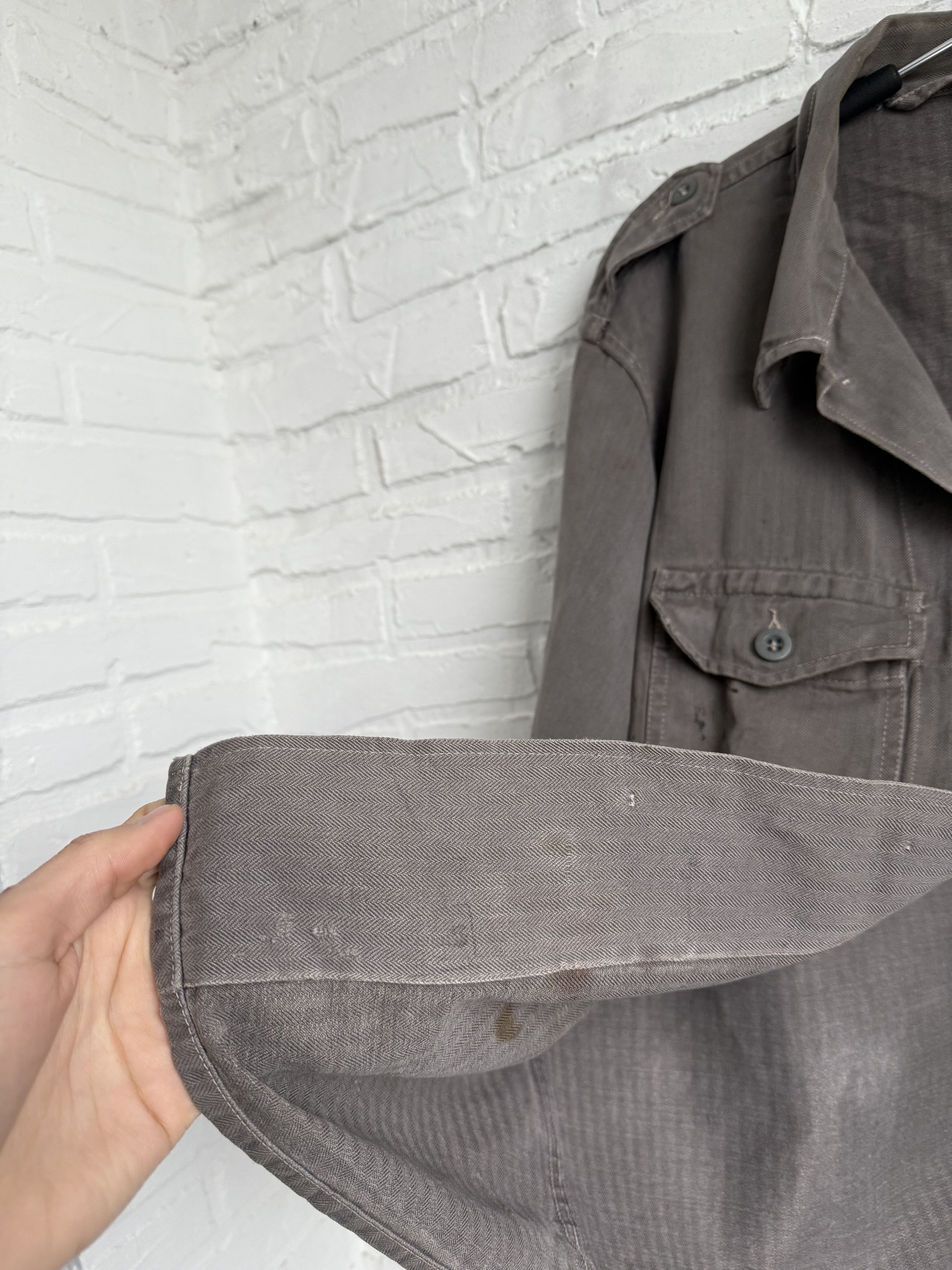 Vintage RARE 1930s 1940s Brown Moleskin French Chore Jacket Size US L / EU 52-54 / 3 - 4 Thumbnail