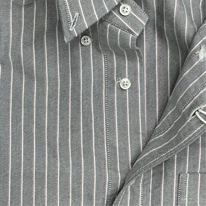 Thom Browne Thom Browne Gray Striped Long Sleeve Shirt -2507 Size US S / EU 44-46 / 1 - 5 Thumbnail