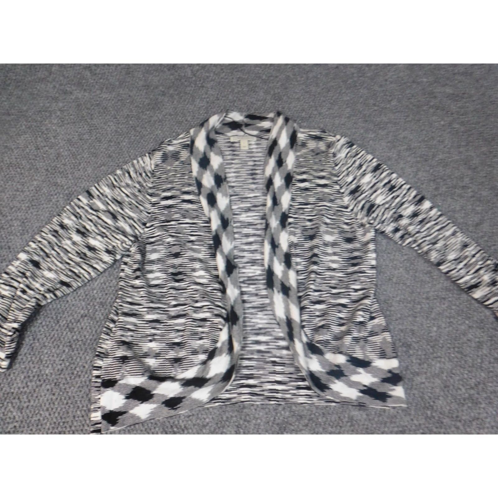 Vintage Dana Buchman Womens Sweater Cardigan L Gray Open Crew Neck Long Sleeve Knitted Rayon Embroidered Classic Regular Knit Machine Washable Size L / US 10 / IT 46 - 2 Thumbnail