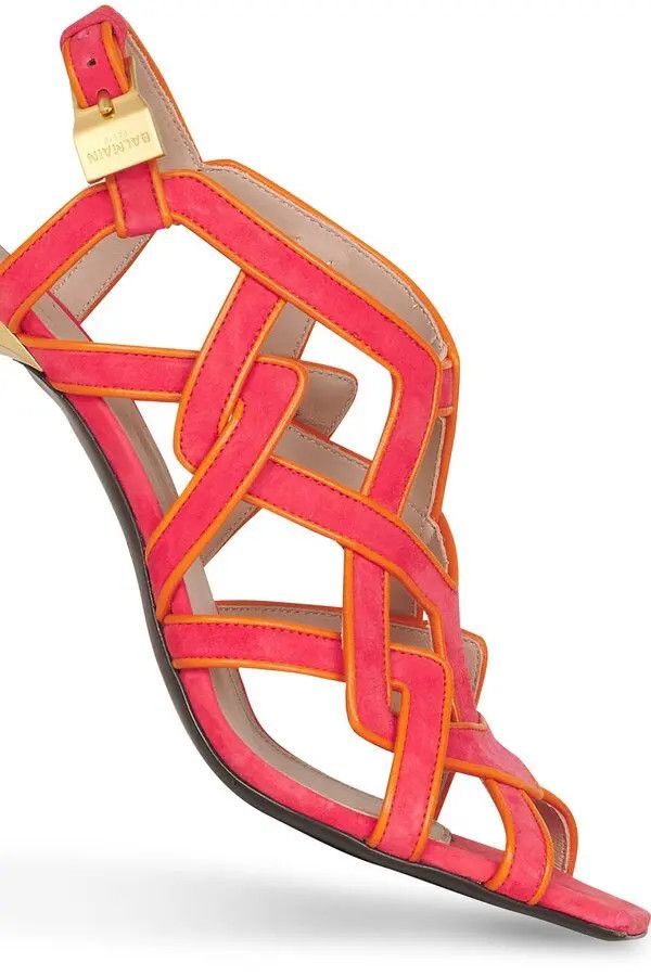 Balmain o1y0625 Leather Spike Heel Sandals in Coral/Orange Size US 7 / IT 37 - 3 Thumbnail