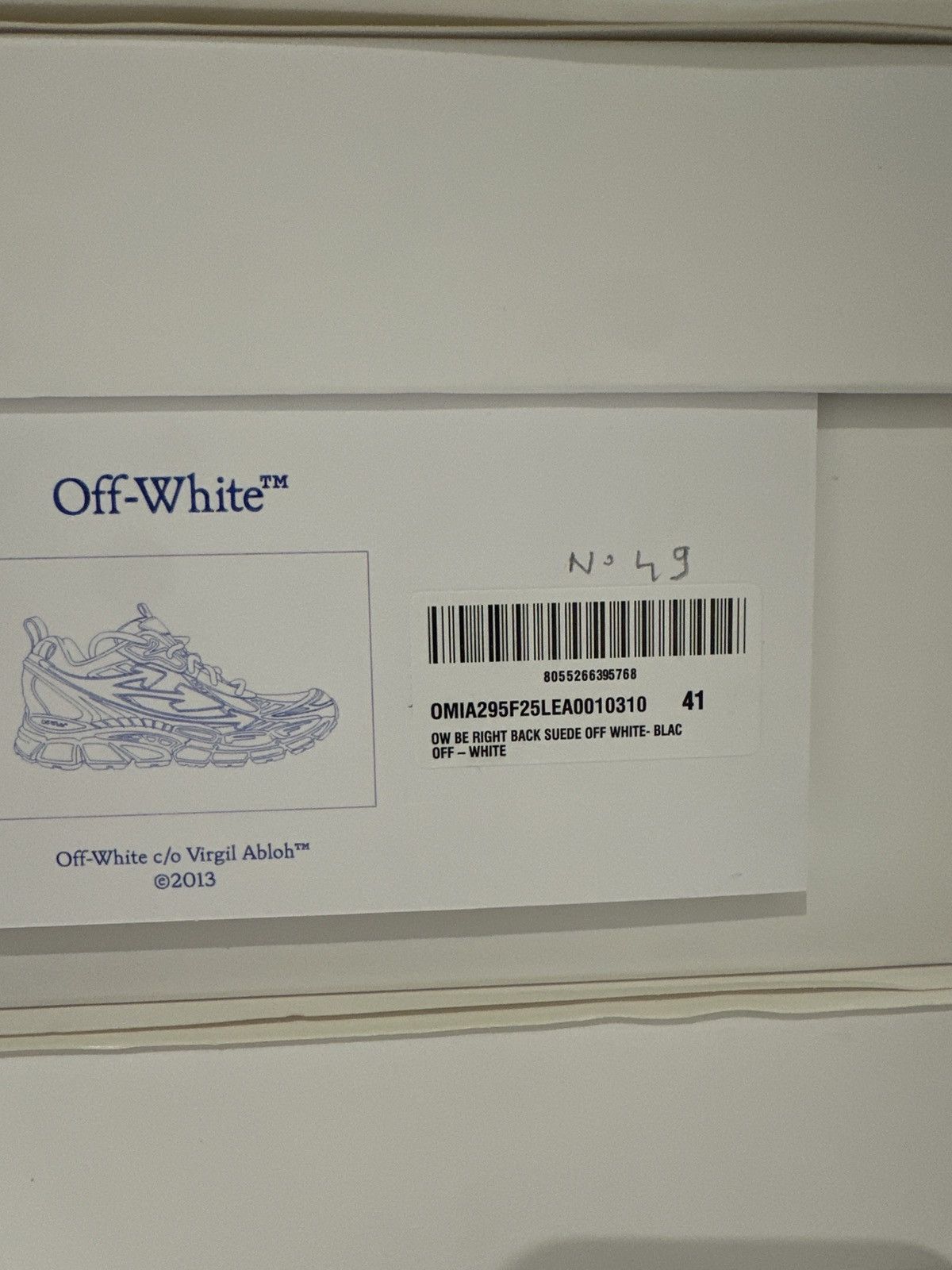 Off-White OFF-WHITE - Be Right Back Sneakers Back Suede White Black Size US 8 / EU 41 - 7 Thumbnail