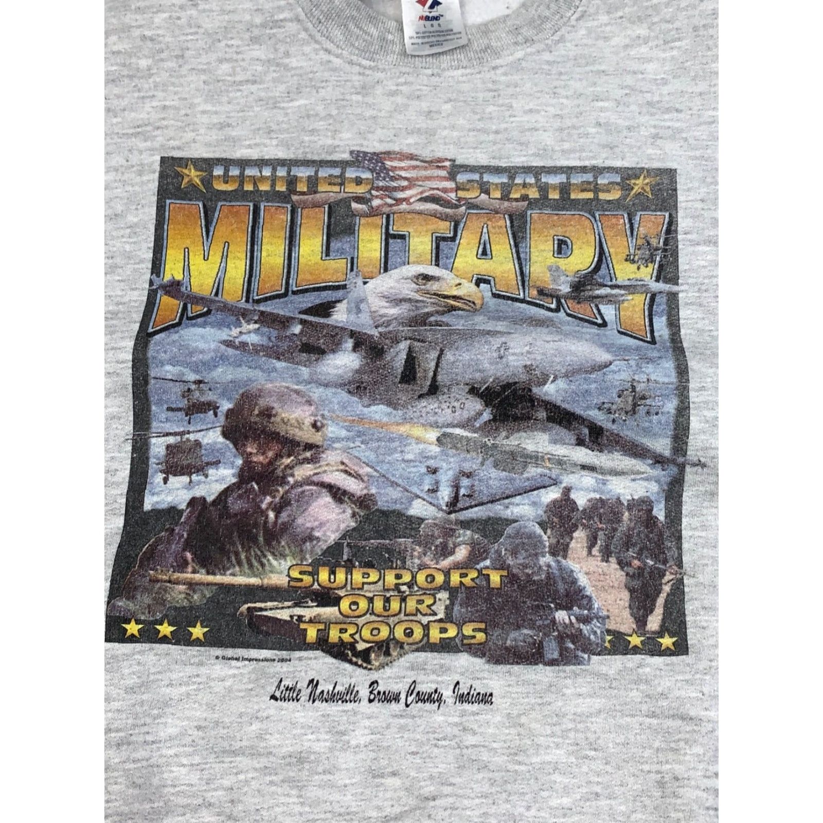 Jerzees Vtg United States Military Support Our Troops Sweatshirt Mens L Gray JERZEES Crew Neck Long Sleeve Graphic Print Pullover All Seasons Sweatshirt Size US L / EU 52-54 / 3 - 2 Thumbnail
