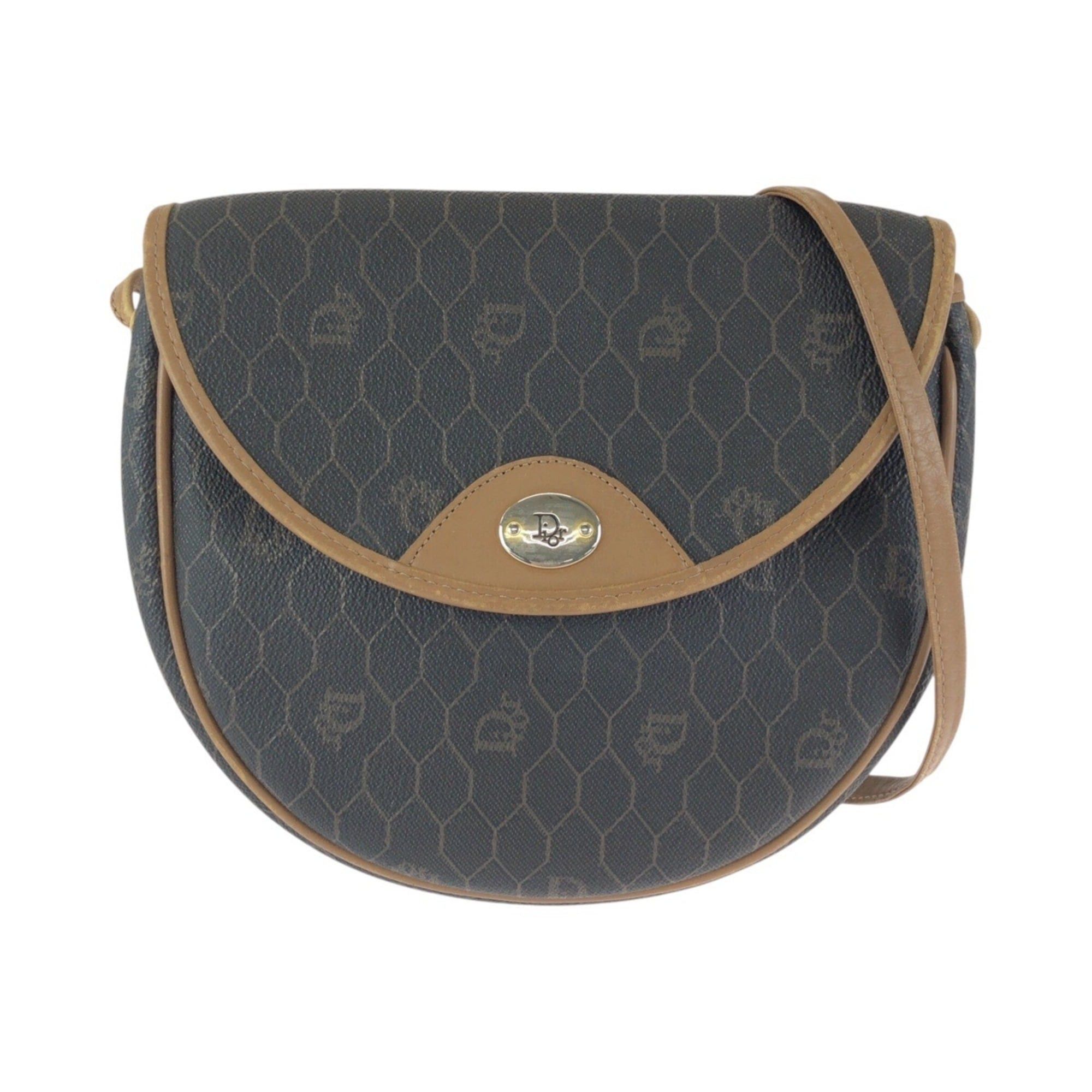 Dior Christian Dior Vintage Honeycomb Pattern Brown Beige Gold Hardware Shoulder Bag Pouch for Women Size ONE SIZE - 1 Thumbnail