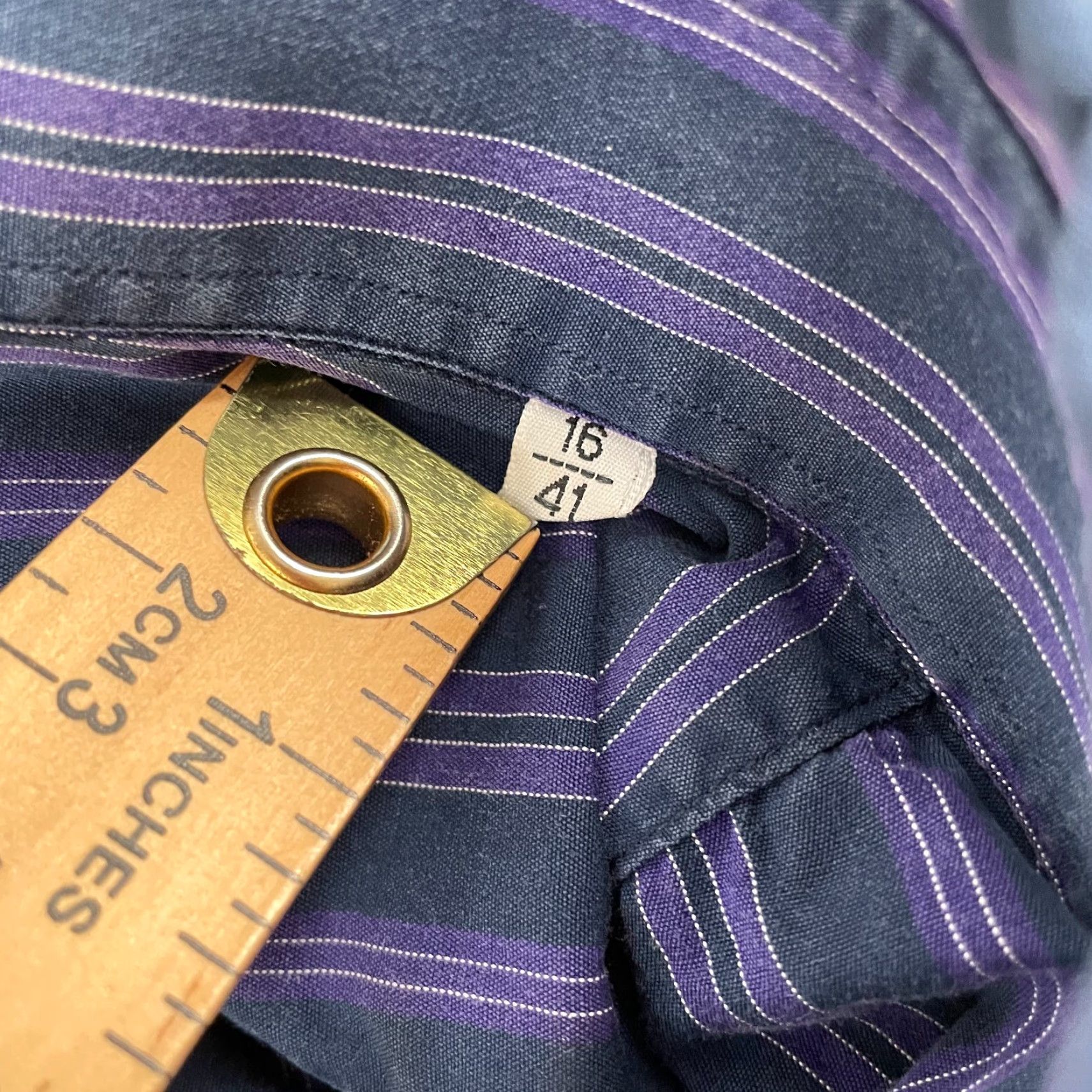 Lamborghini Tonino Lamborghini Shirt Adult 16/41 Blue Purple Striped Button-Up Long Sleeve Men Regular 16/41 Cars Collection 90s? (Note: This is uncertain) Size US L / EU 52-54 / 3 - 5 Thumbnail