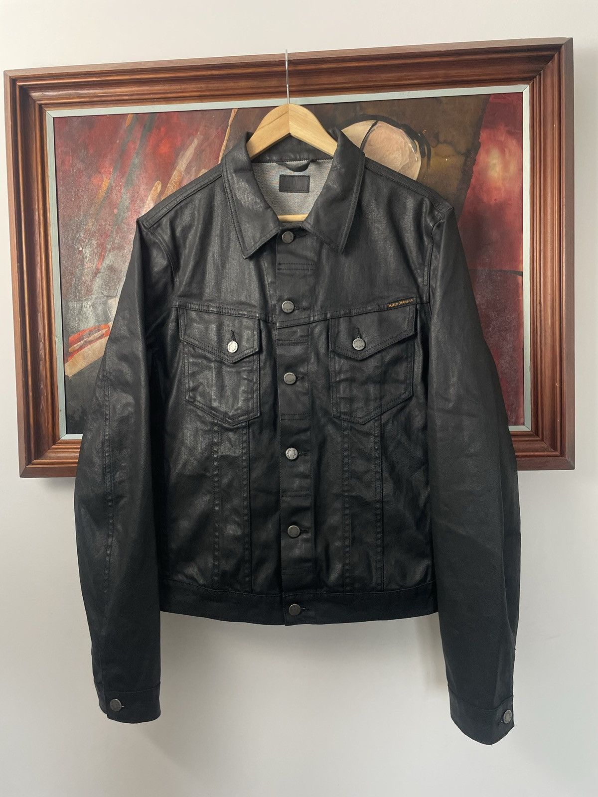 Nudie Jeans Rare Waxed Nudie Jeans Black Waxed Denim Jacket Rare AvantGarde Casual Grailed