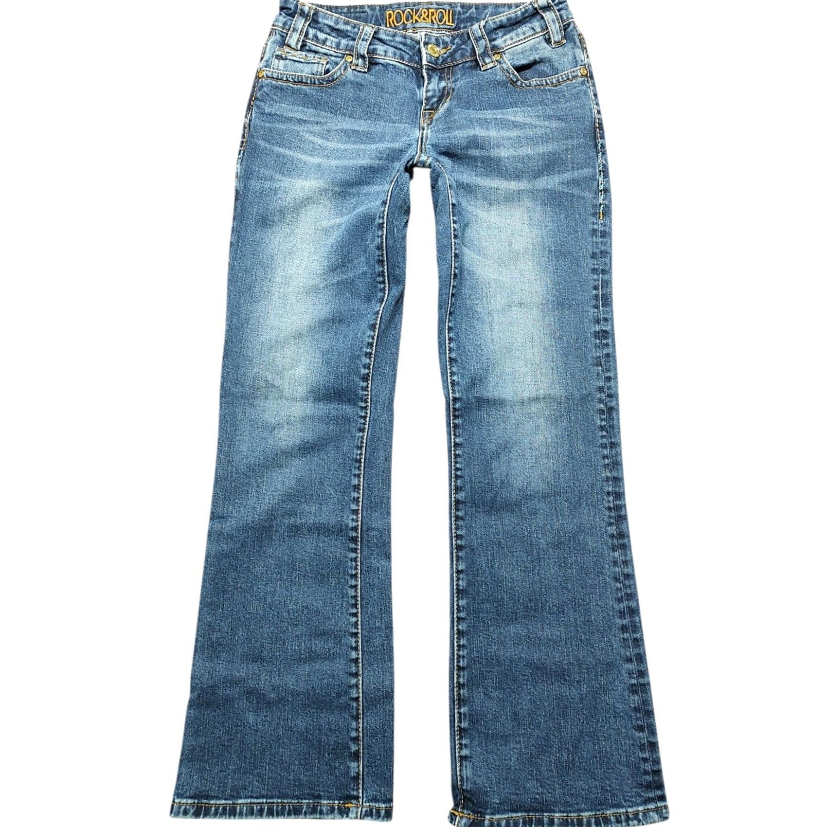 Denime VINTAGE Rock & Roll Denim Jeans Women 26 X 28 Inseam Bootcut Thick Stitch Cowboy Western Rock & Roll Denim Girls Size 26" / US 2 / IT 38 - 2 Thumbnail