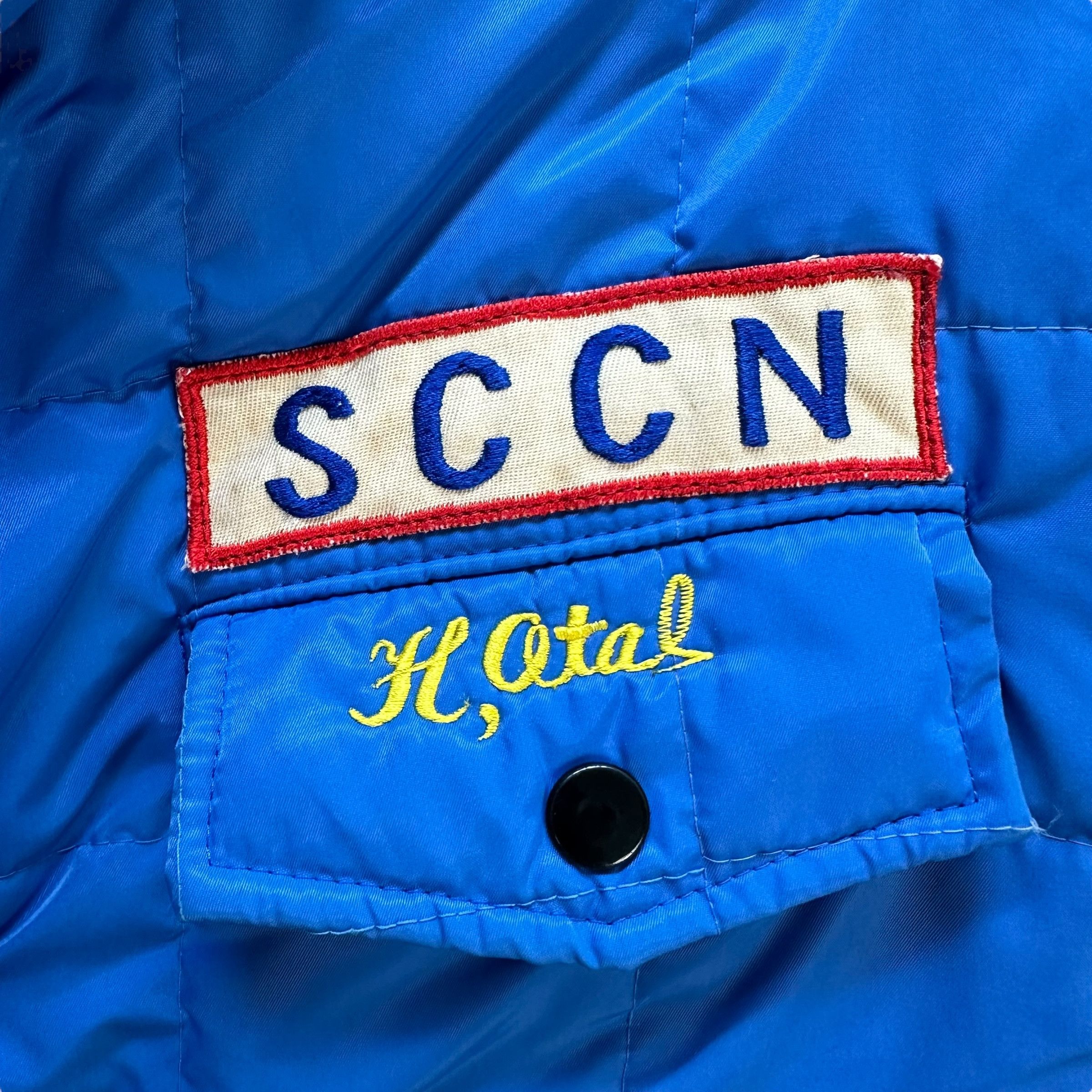 Japanese Brand Vintage 80's Blue Puffer Jacket TEAM SCCN Big Logo #A75-1801 Size US L / EU 52-54 / 3 - 7 Thumbnail
