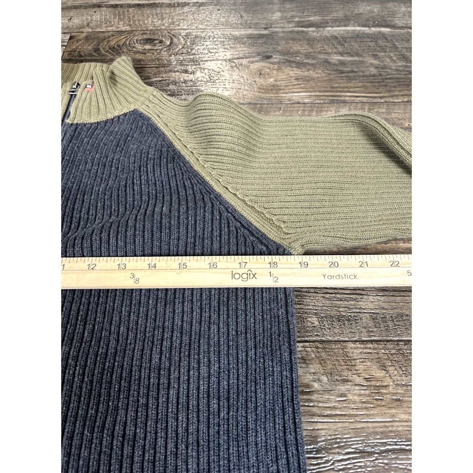 Ralph Lauren VINTAGE Ralph Lauren Jeans Co Sweater Mens L Mock Neck 1/4 Zip 2 Tone Gray Knit Pullover Size US L / EU 52-54 / 3 - 3 Thumbnail