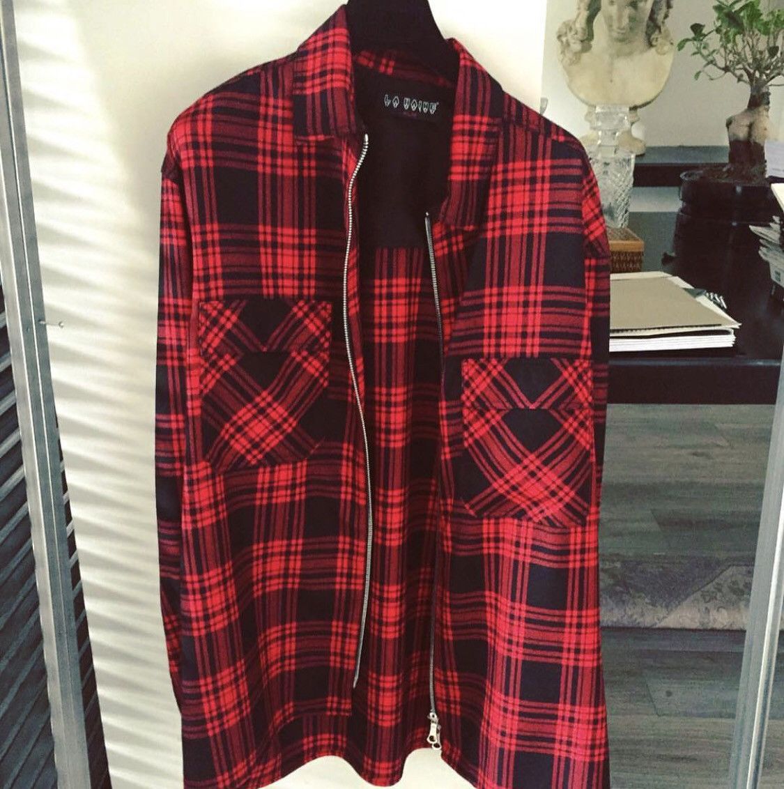 Designer Tartan Wool Zip by La Haine Milan Size US M / EU 48-50 / 2 - 1 Thumbnail